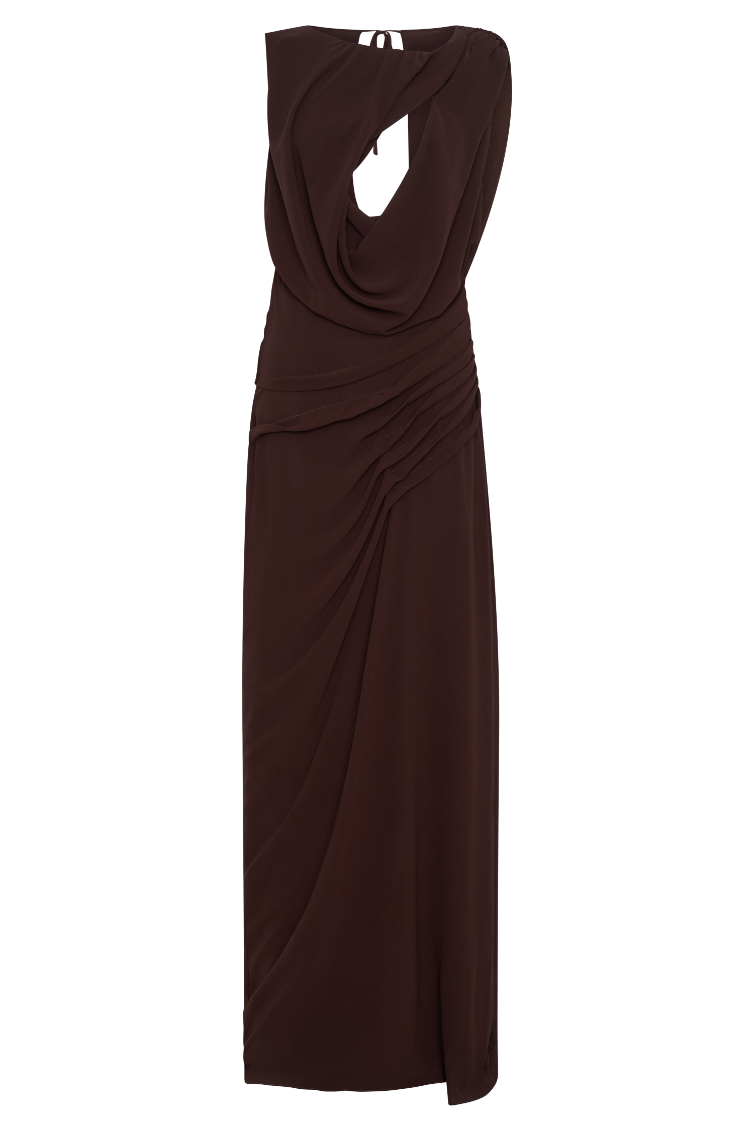 Oria Chiffon Maxi Dress - Cacao Brown、mySite、solidvoid