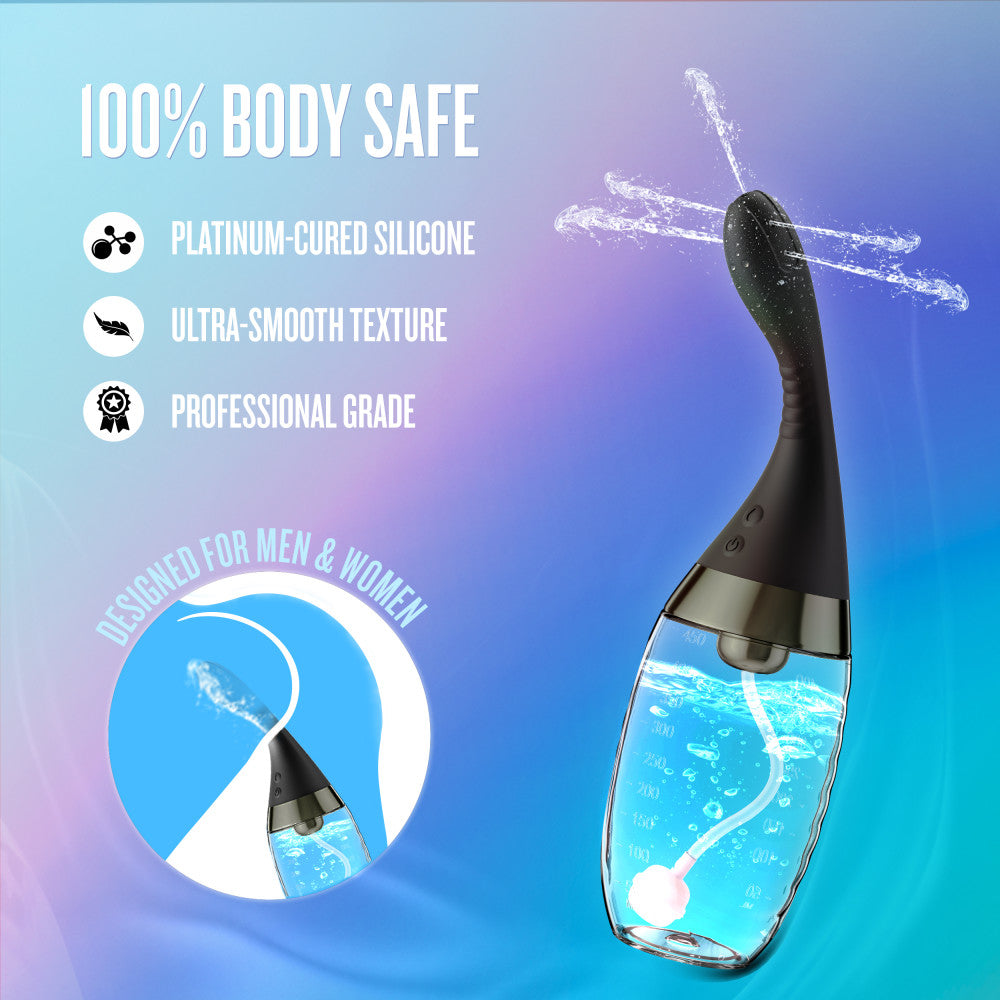 Anal Adventures by Blush® | Aqua Jet 11.25 Inch Vibrating Anal Douche Cleaner - Silicone Enema For Men & Women – In Black、mySite、bottomscart