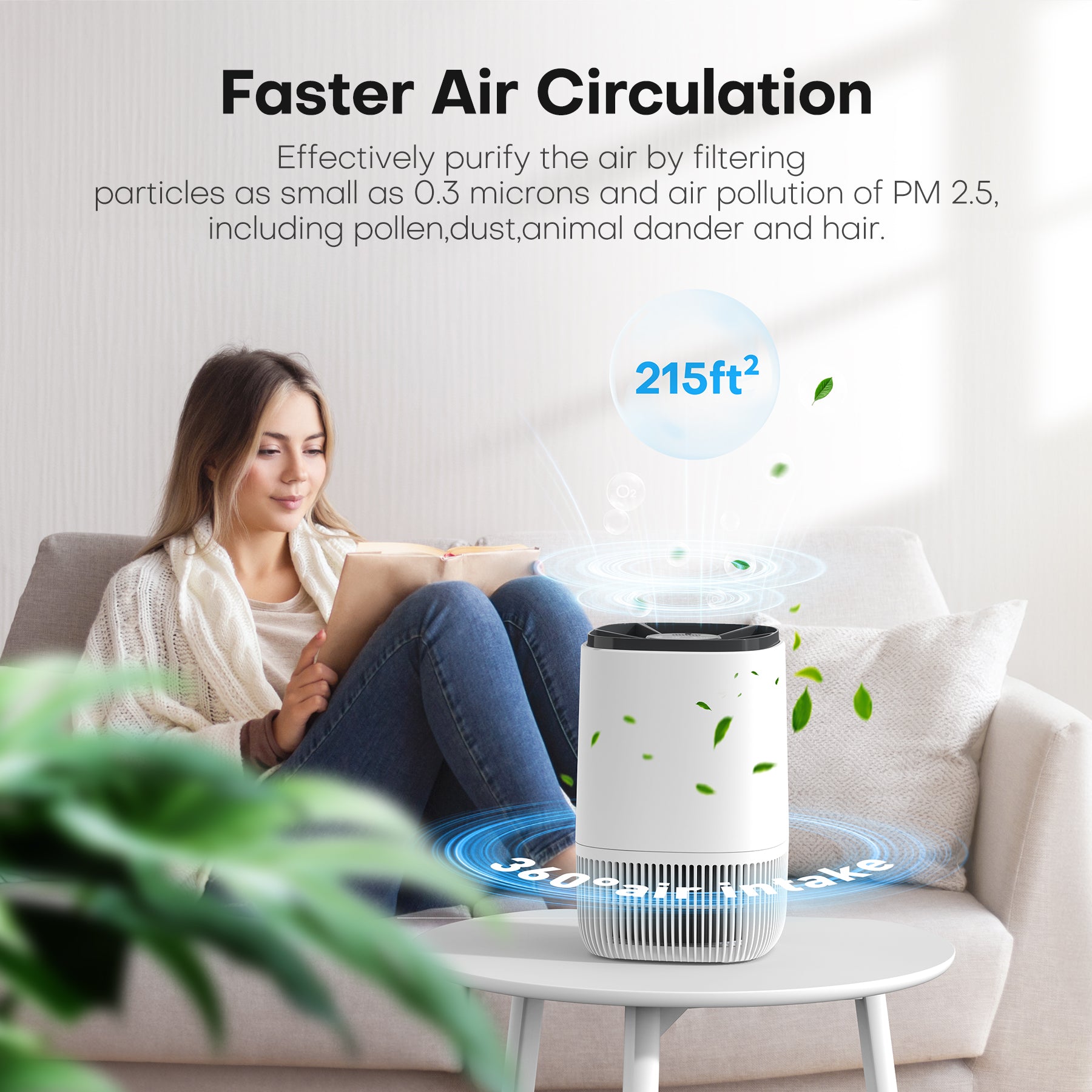 KLOUDIC Air Purifier for Home Bedroom, Hepa 3-in-1 Filter Cleaner with Aromatherapy Function for Better Sleep, Smoke, Pet Dander, Odor, Dust, Office, White、mySite、fannypackpong