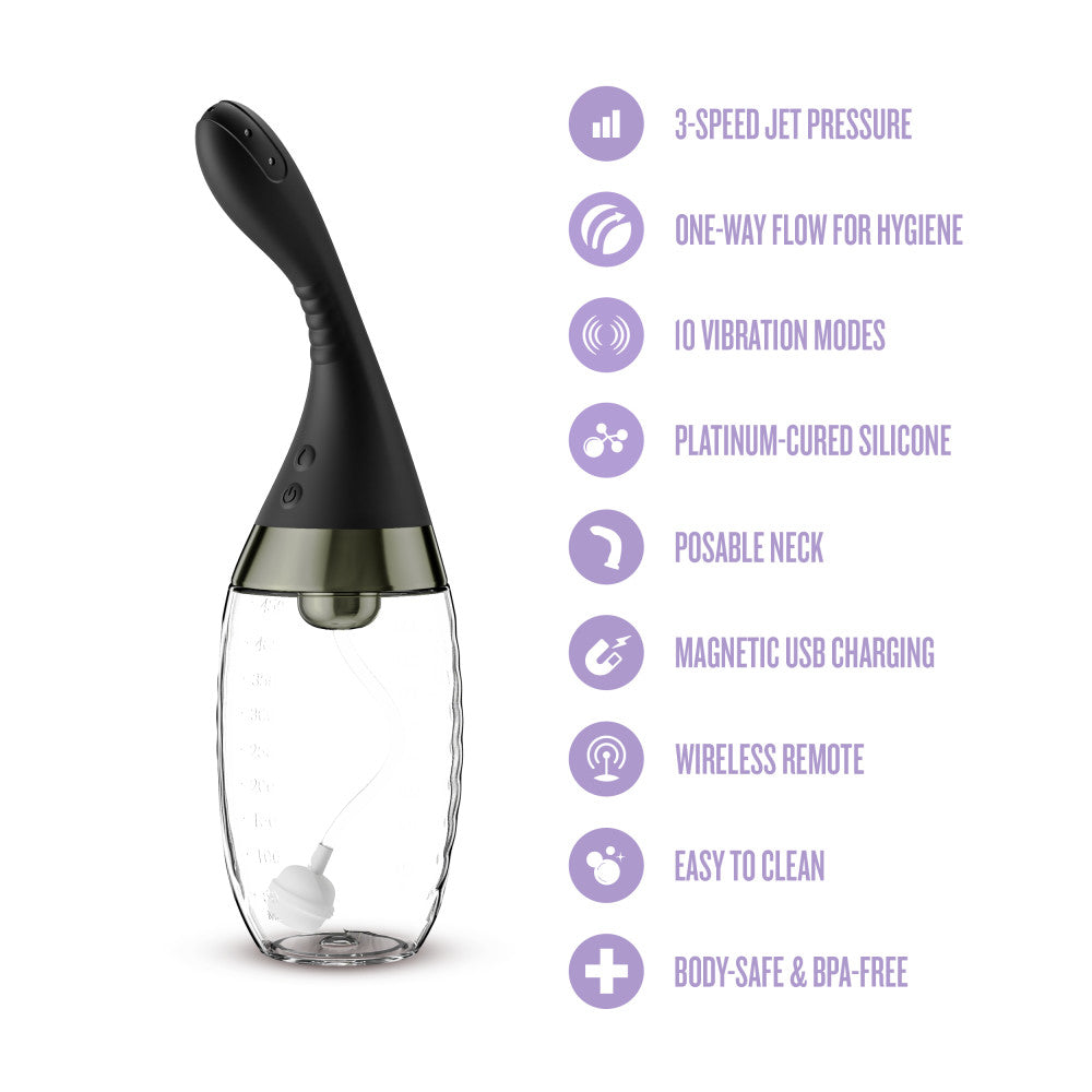 Anal Adventures by Blush® | Aqua Jet 11.25 Inch Vibrating Anal Douche Cleaner - Silicone Enema For Men & Women – In Black、mySite、bottomscart