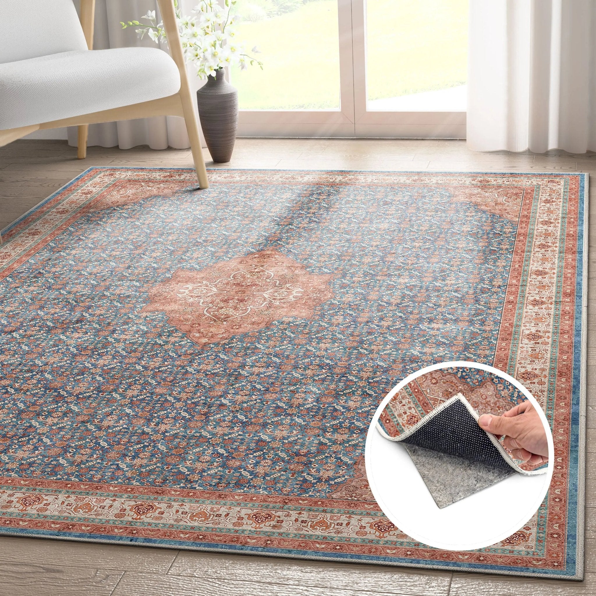 Asha 2-in-1 Lilith Vintage Oriental Kilim Rug + Rug Pad Included、mySite、gigharbornorthrealestate