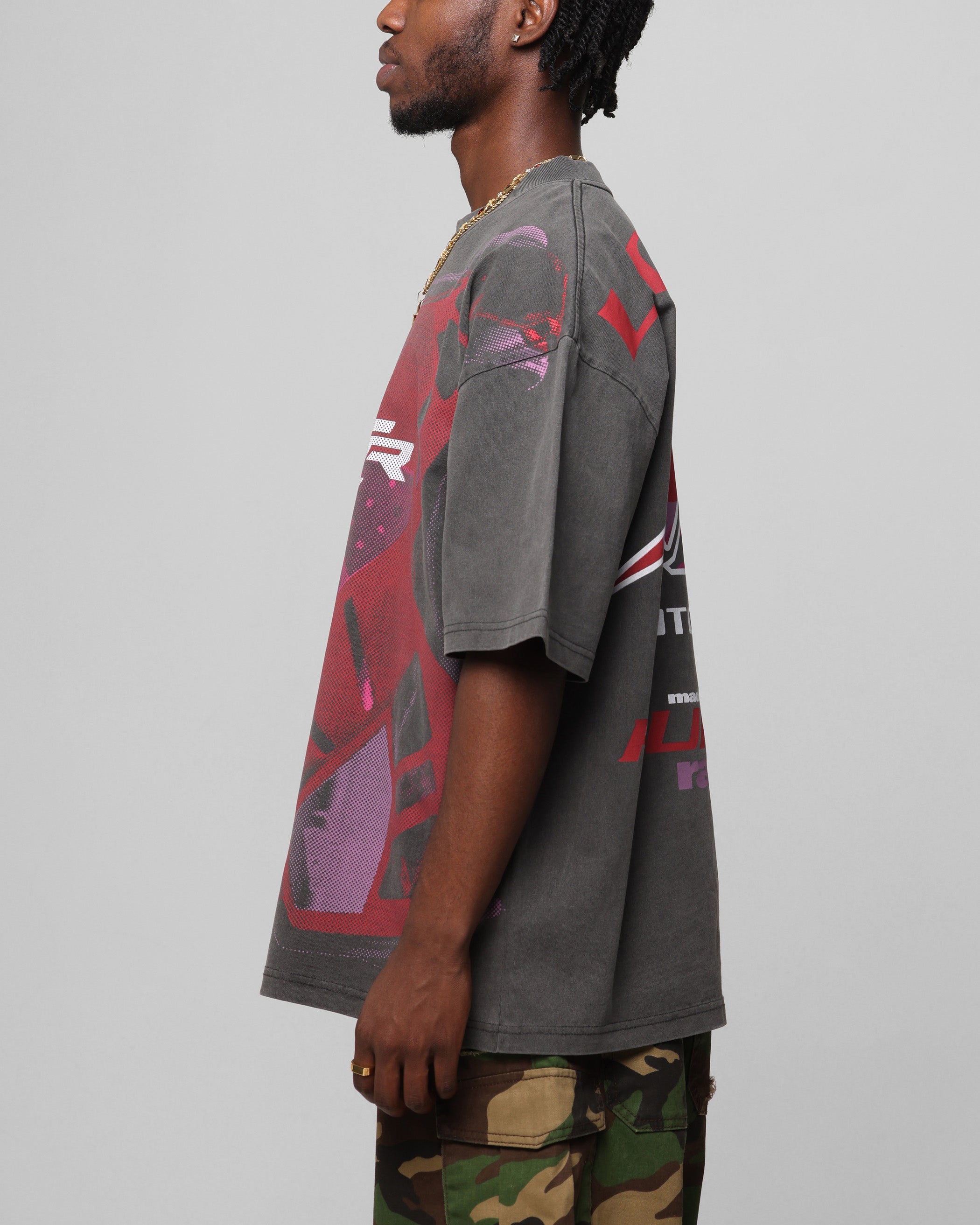 Loiter Motocross Vintage T-Shirt Charcoal/Red、mySite、zt4zffjzw