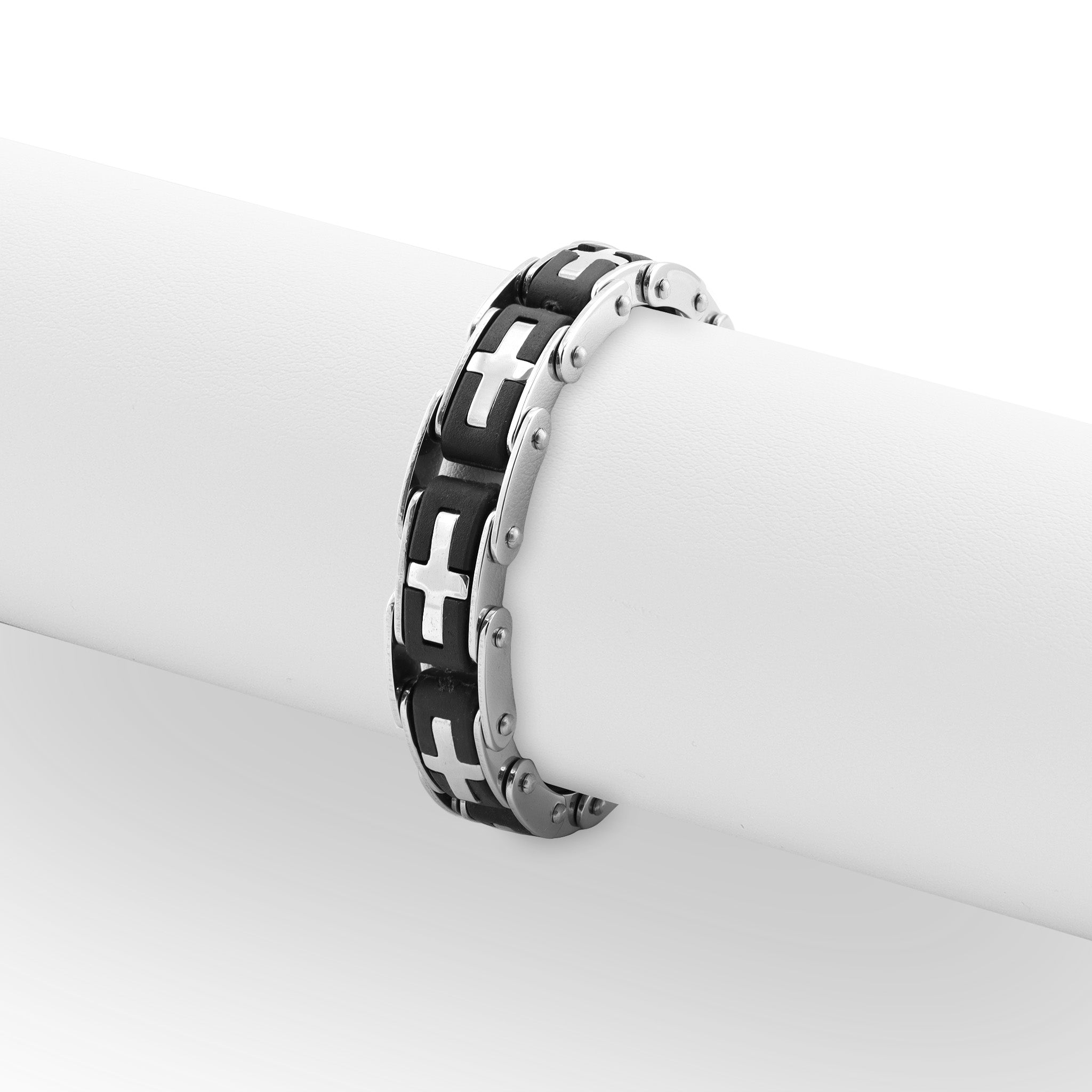 18K Gold PVD Stainless Steel Cross Bike Chain Bracelet / BRJ2376、mySite、dreamappss