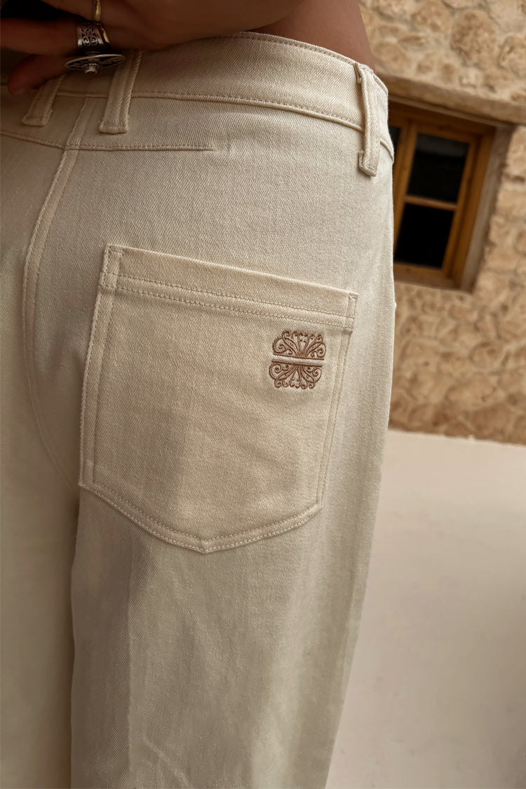 Ecru Raffia Palma Barrel Leg Jeans、mySite、solidvoid