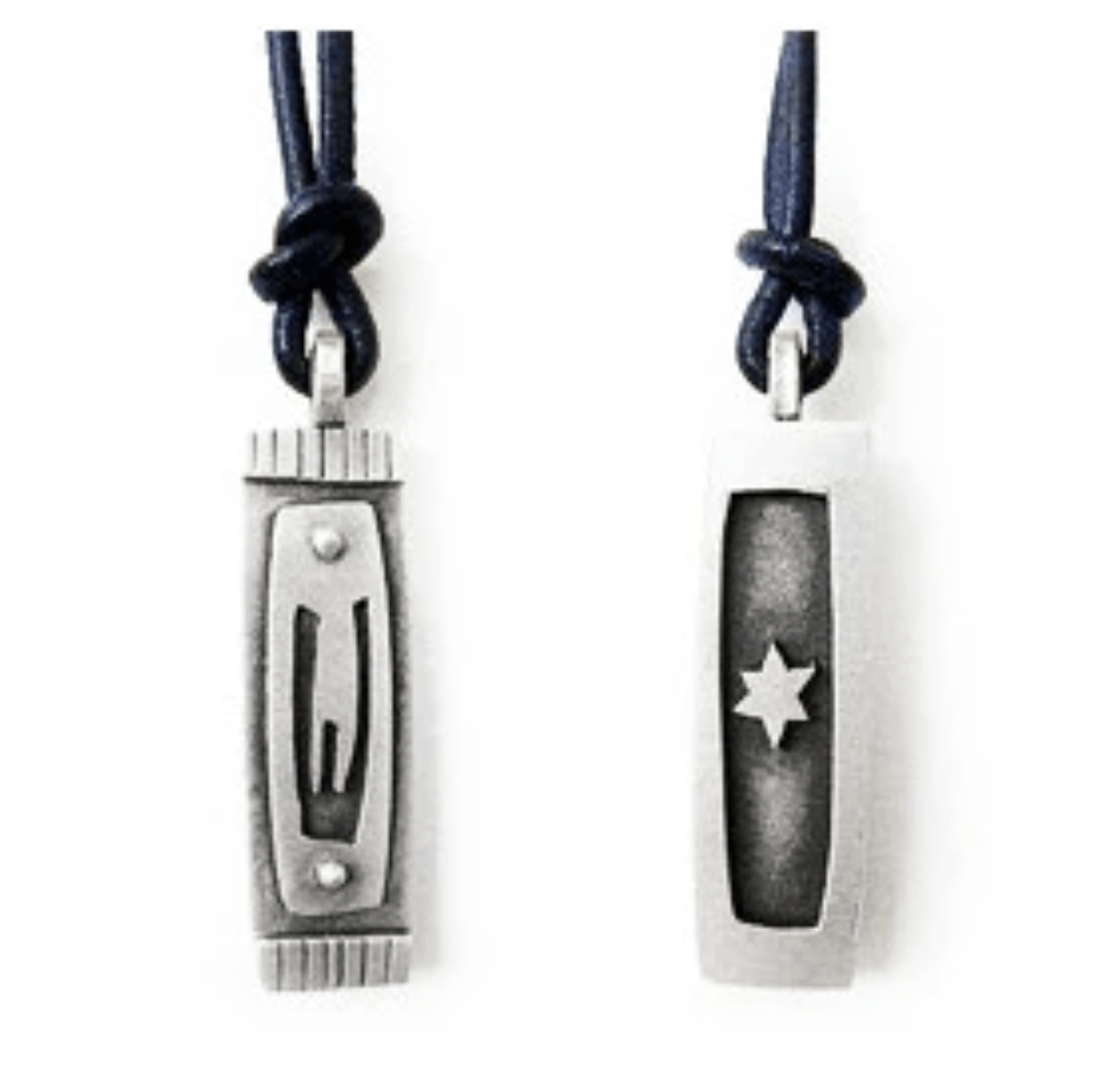 Men's Shin Mezuzah Sterling Silver Necklace on Leather by Emily Rosenfeld、mySite、topwebapps