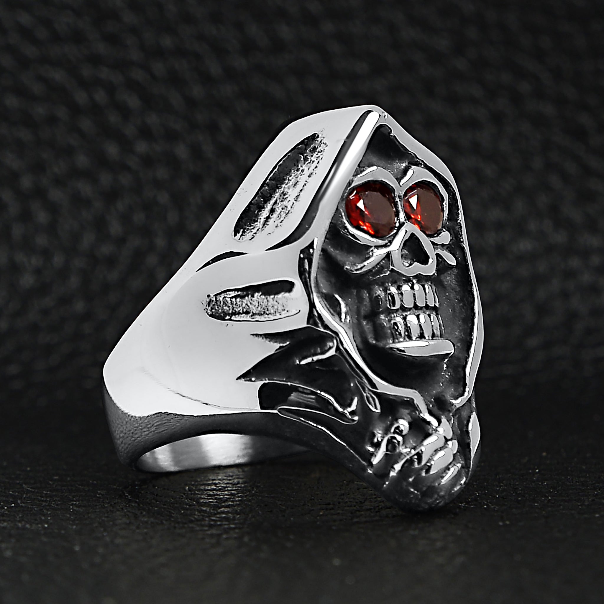 Stainless Steel Red CZ Eyed Grim Reaper Ring / SCR3054、mySite、dreamappss