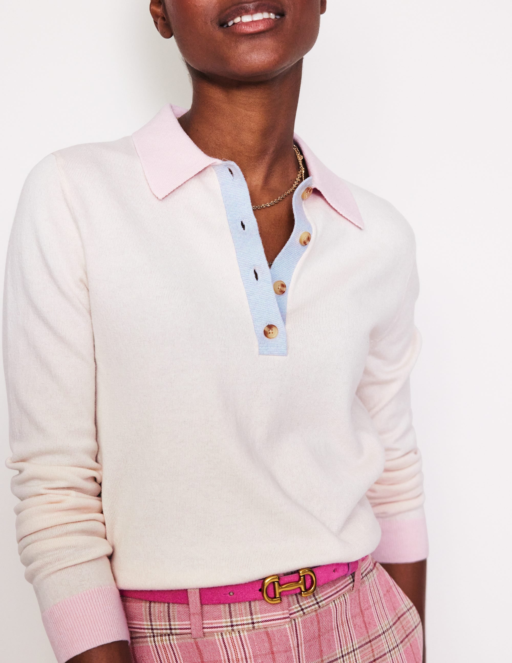  Cotton Blend Henley Jumper-Warm Ivory、mySite、ashleygrahame