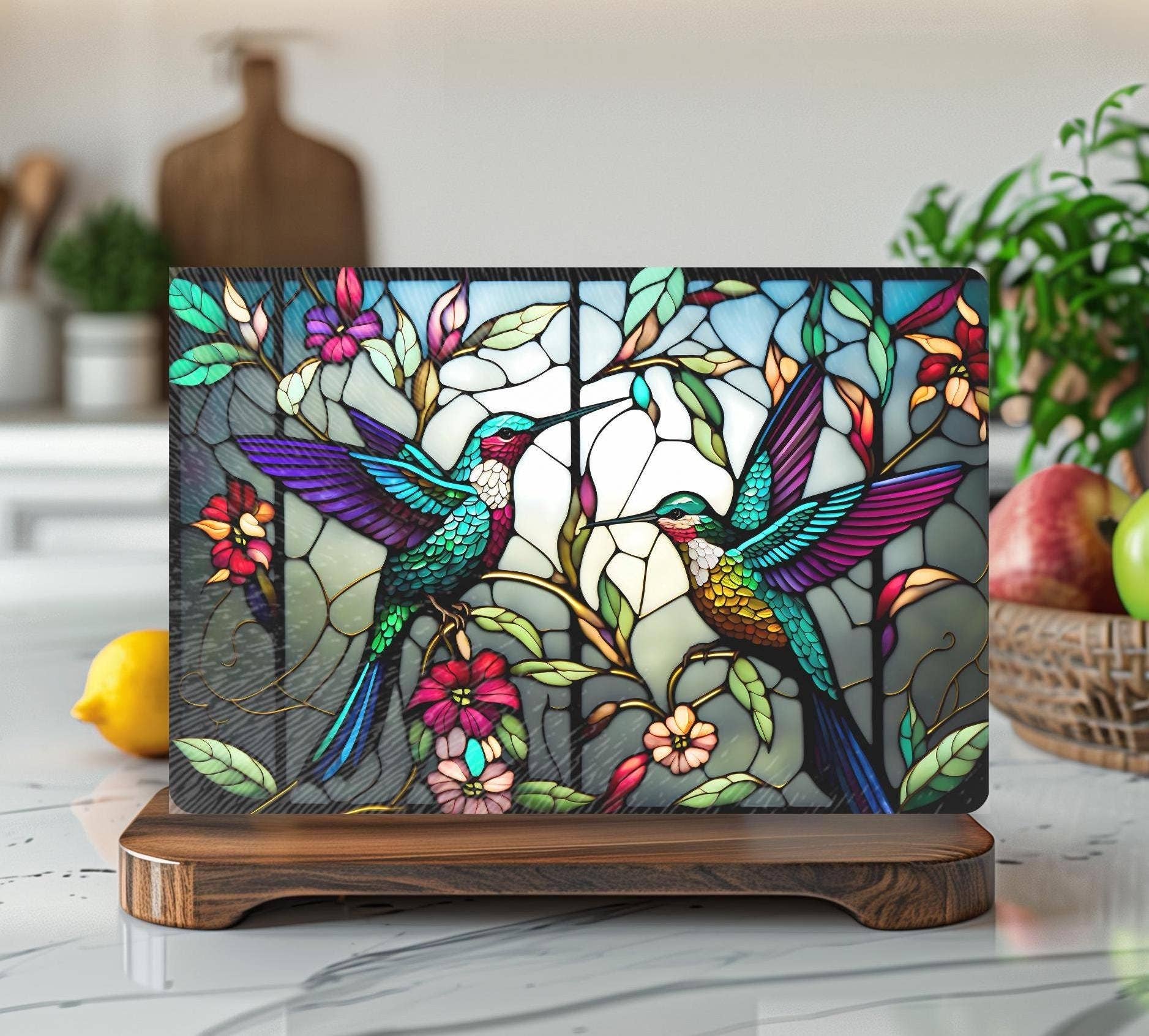 Hummingbird Tempered Glass Square Charcuterie & Serving Board、mySite、g9winljtr