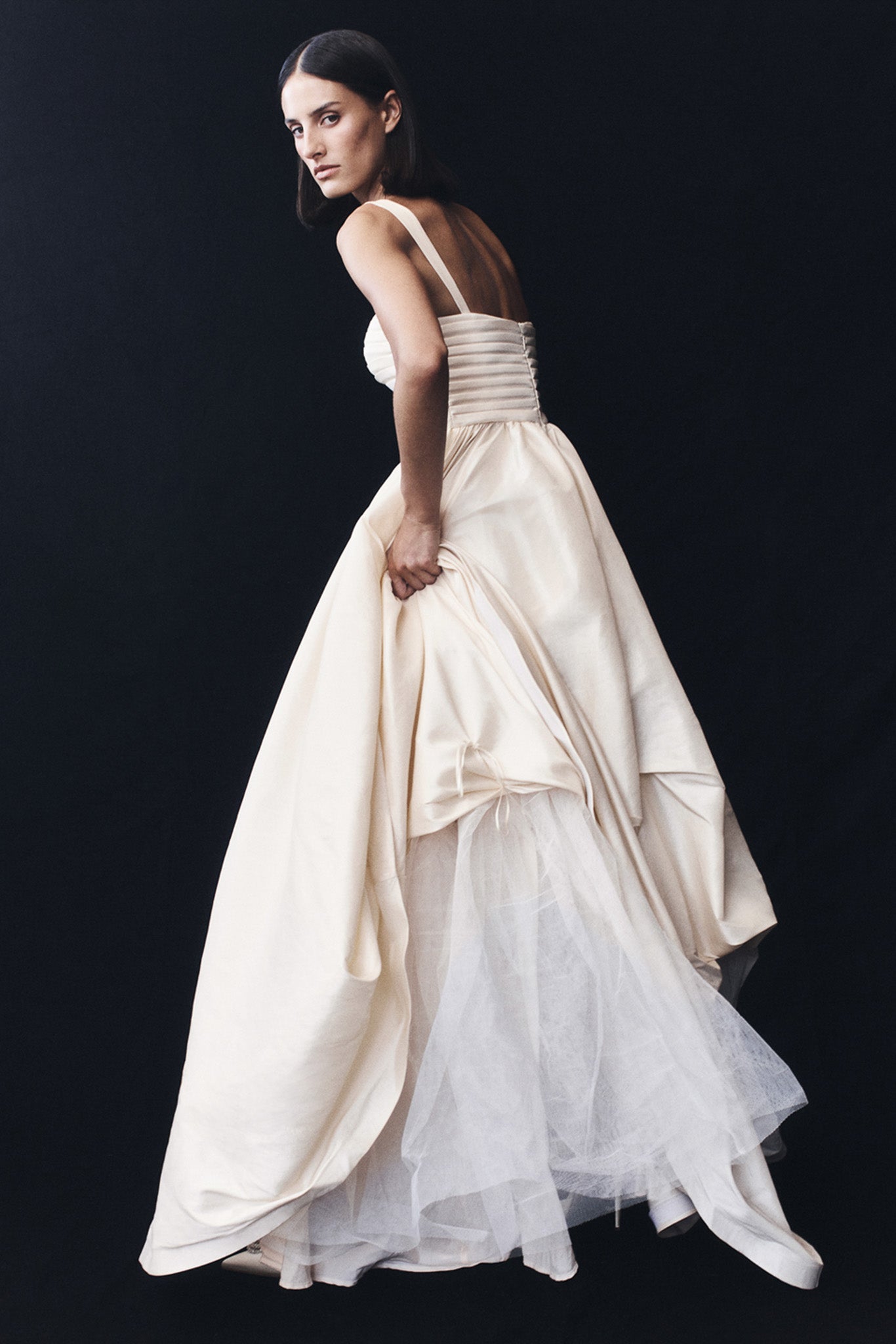 Carla Ruched Gown - Cream Ivory、mySite、solidvoid