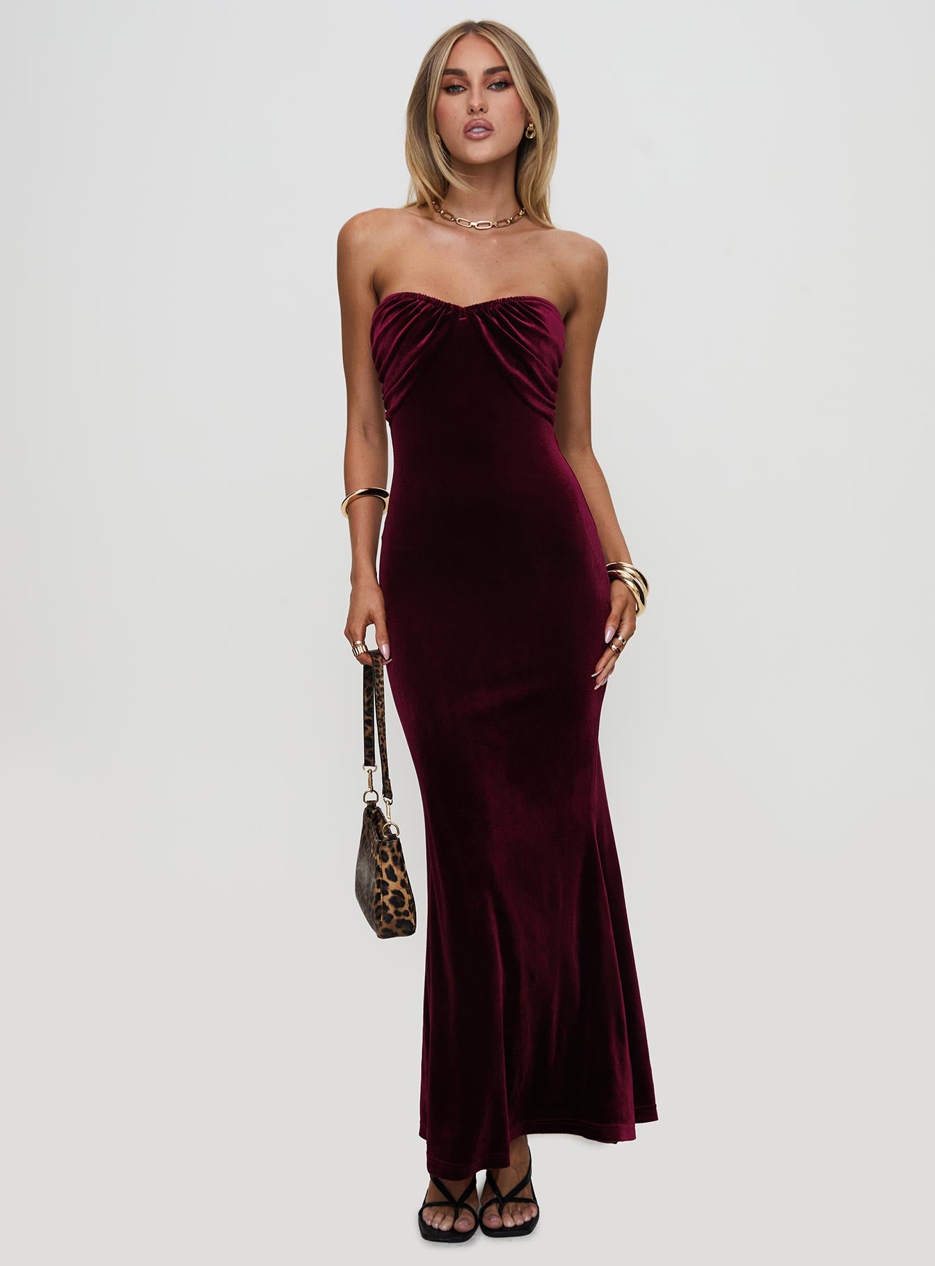 Irena Strapless Maxi Dress Burgundy、mySite、solidvoid