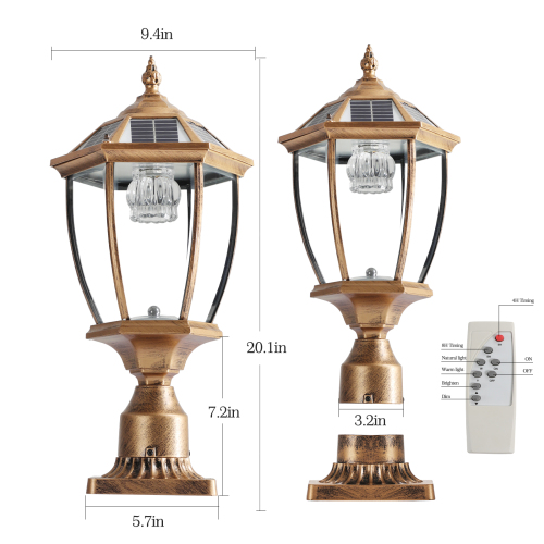 20"(H) Golden Solar Powered LED Outdoor Lantern, Vintage Garden Light with Elegant Glass Design for Pathways, Yards, and Patios (1-Pack)、、eastwooduniform