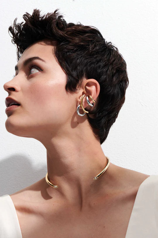 Demarson Marisa Two Tone Earrings, Available in 2 Sizes、mySite、noshort