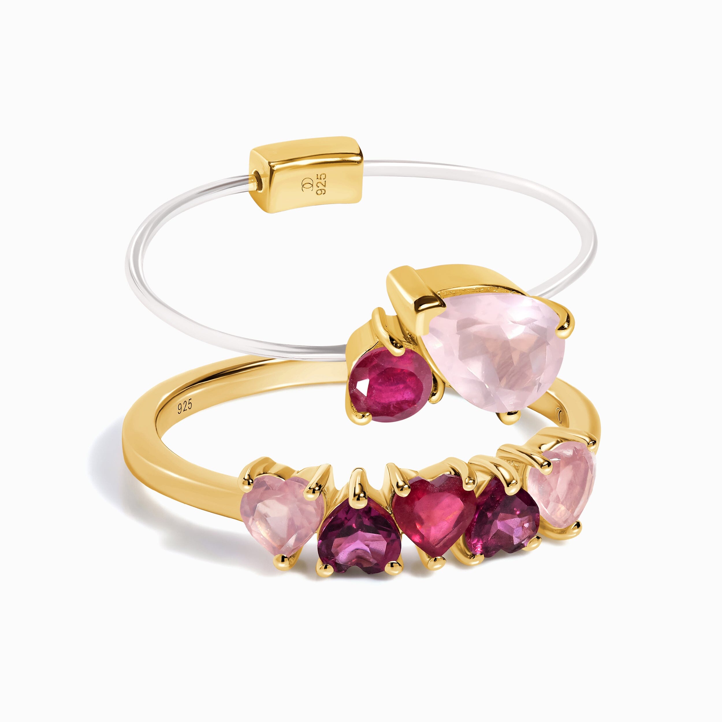 Rose Quartz Ruby Floating Toi Et Moi & Crush On You Rings、mySite、hinf8tx79