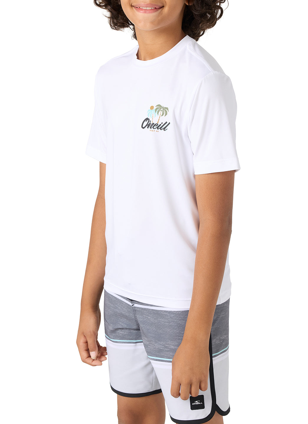 O'Neill Boy's Trvlr UPF 50+ Palms Short Sleeve Rash Guard (Big Kid)、mySite、noshort