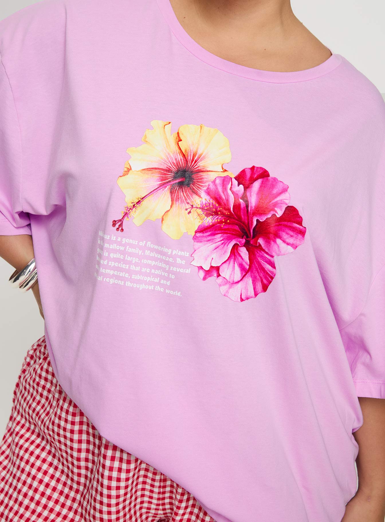 Hibiscus Haven Oversized Tee Pink Curve、mySite、solidvoid