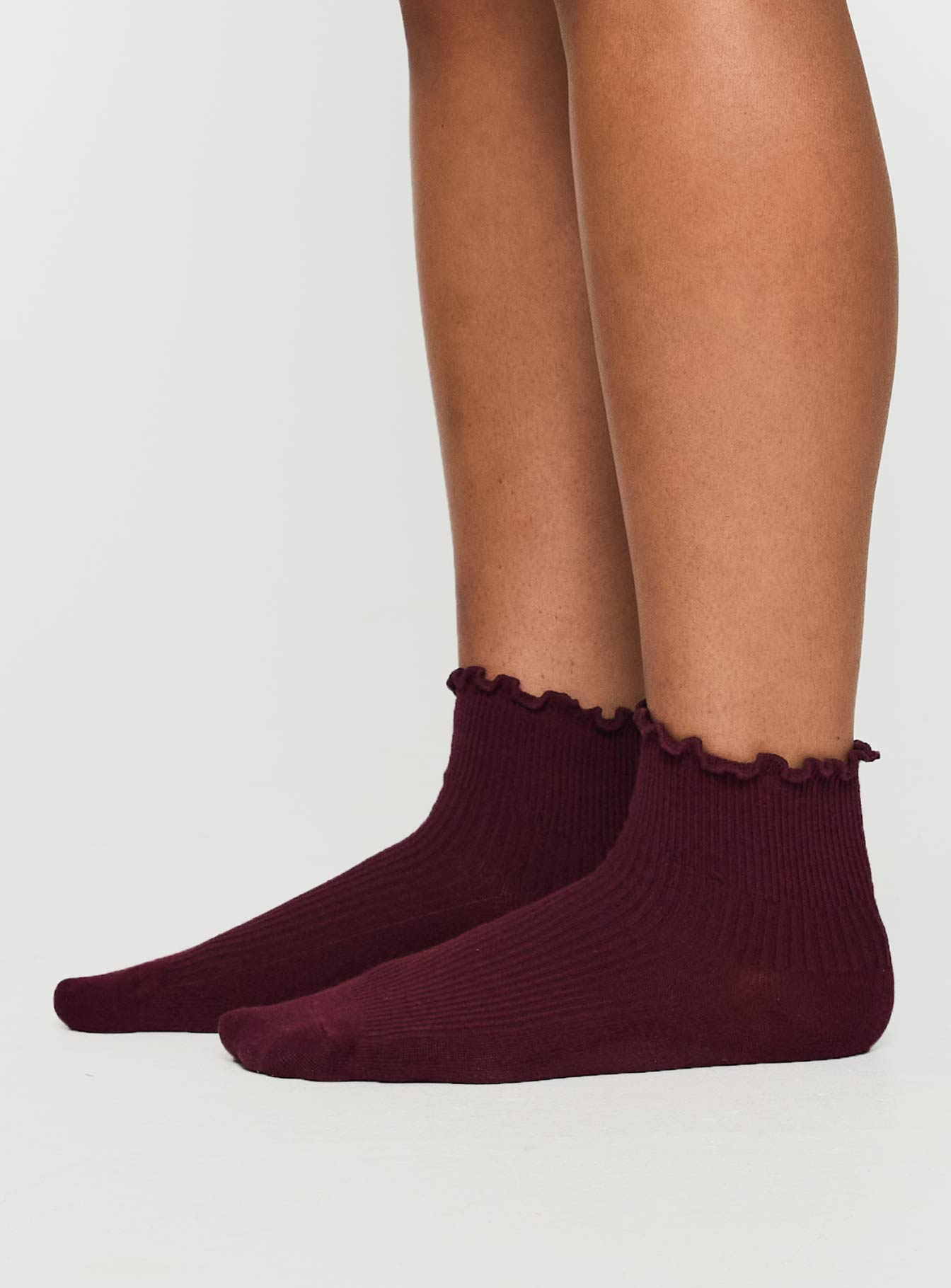 Ribbed Ruffle Socks Burgundy、mySite、solidvoid