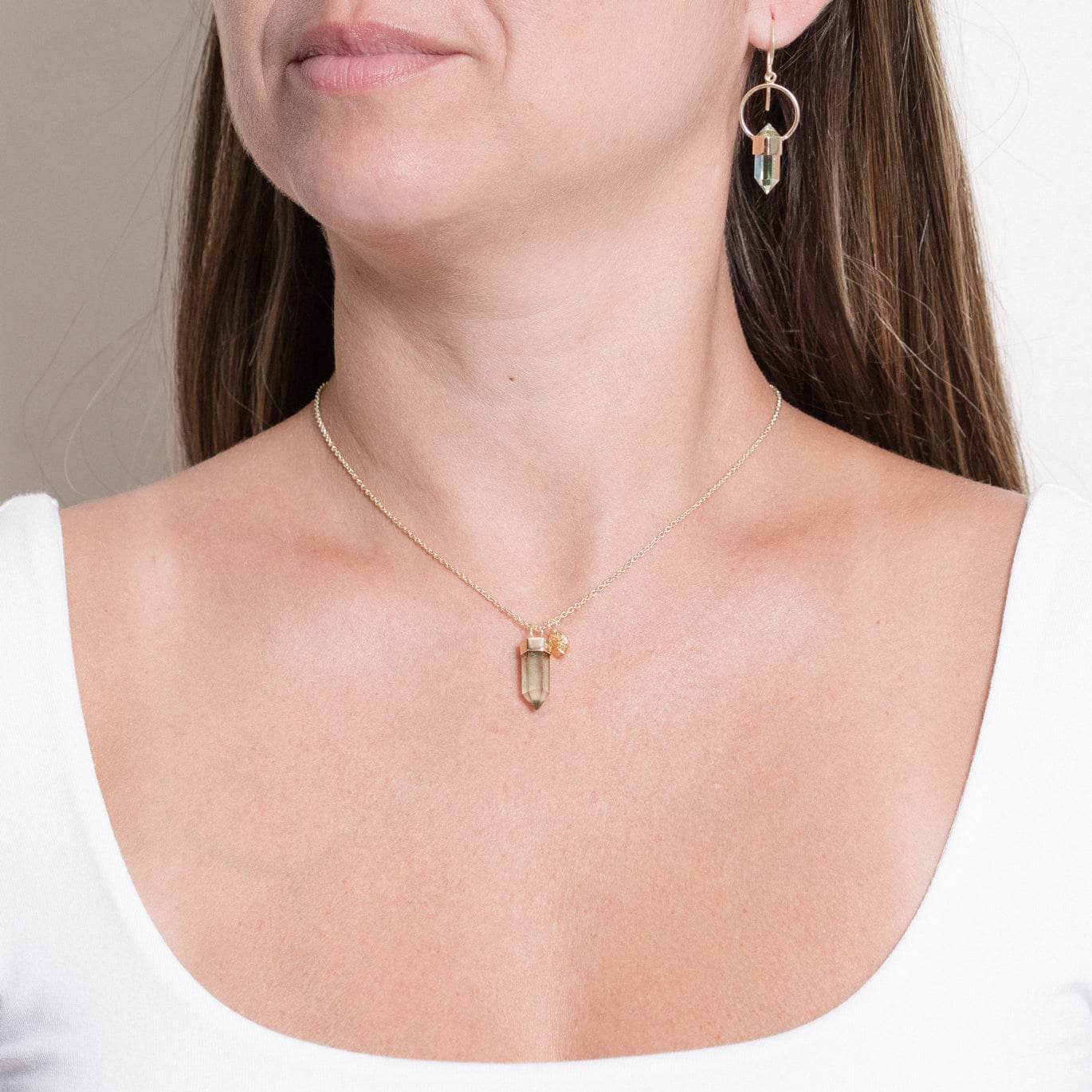 Delicate Green Amethyst Crystal Point Necklace、mySite、hinf8tx79