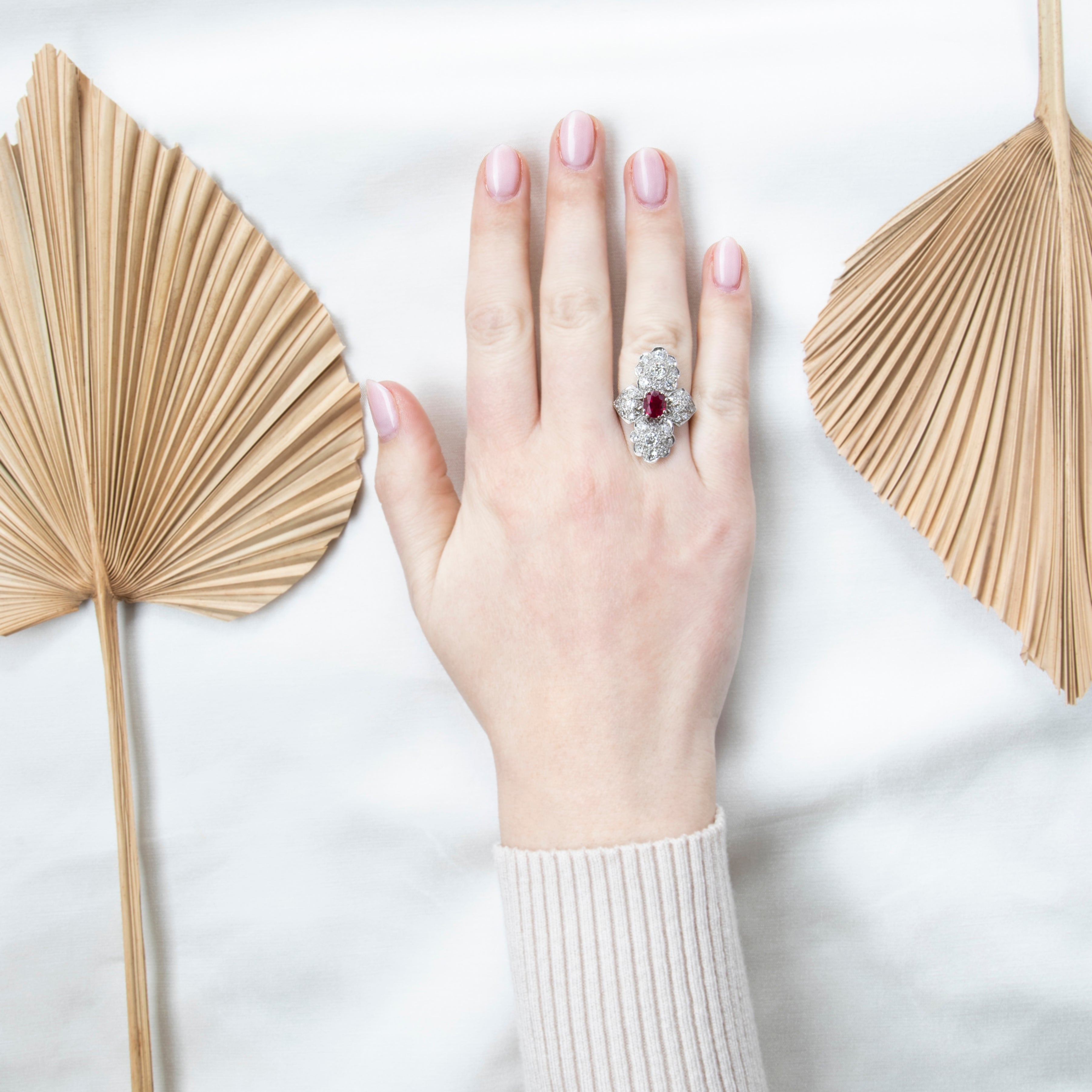 Vintage Extraordinary Platinum 1.69ct Burma Ruby 2cttw Old Mine Diamond Ring、mySite、hinf8tx79