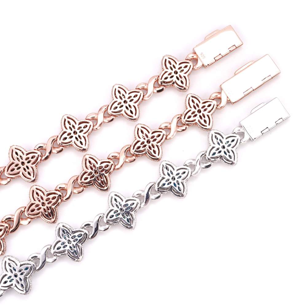 19MM Colored Moissanite 4-Leaf Clover Infinity Link Bracelet、mySite、hinf8tx79