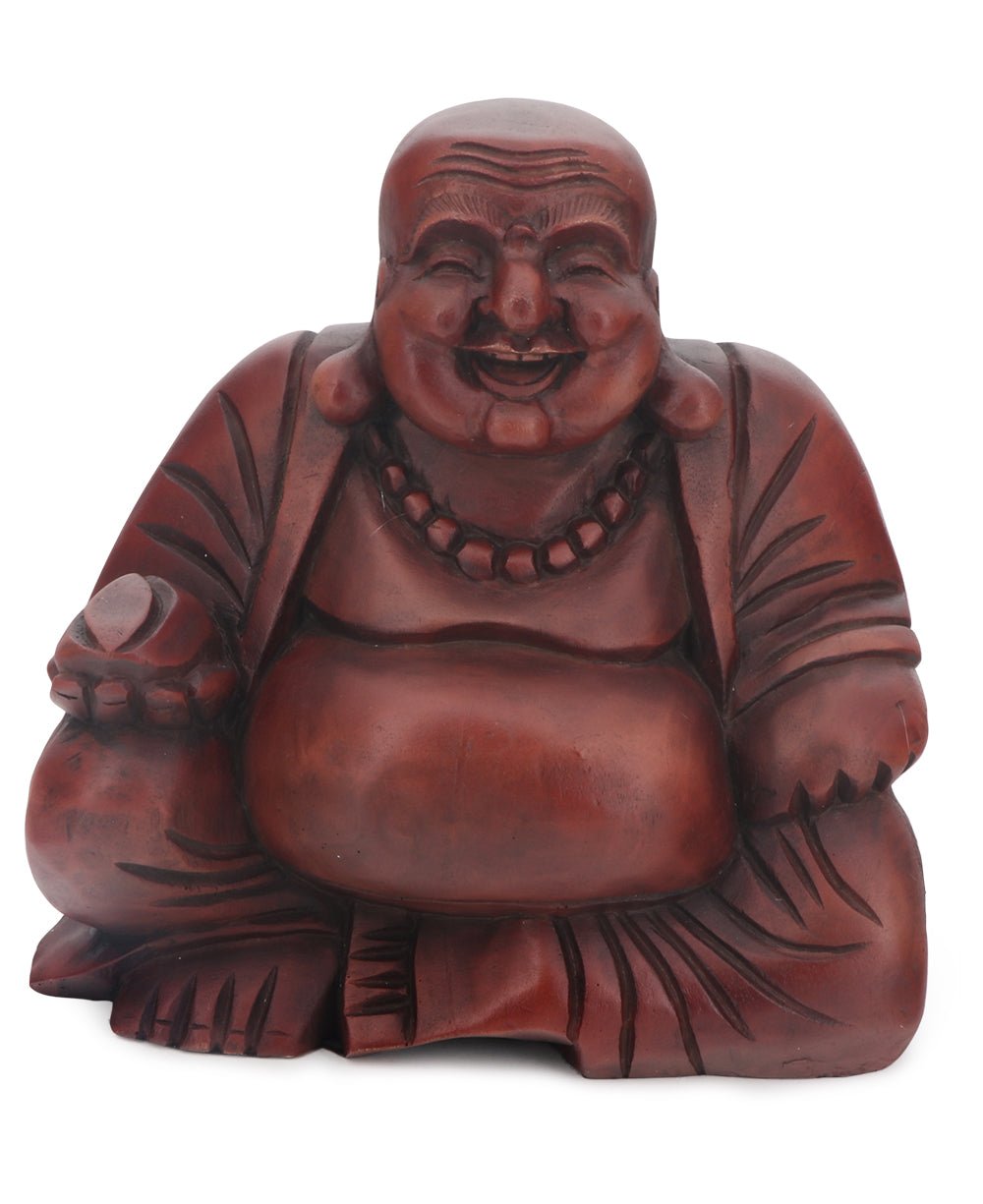 Mahogany Finish Sitting Happy Buddha Statue、mySite、topwebapps