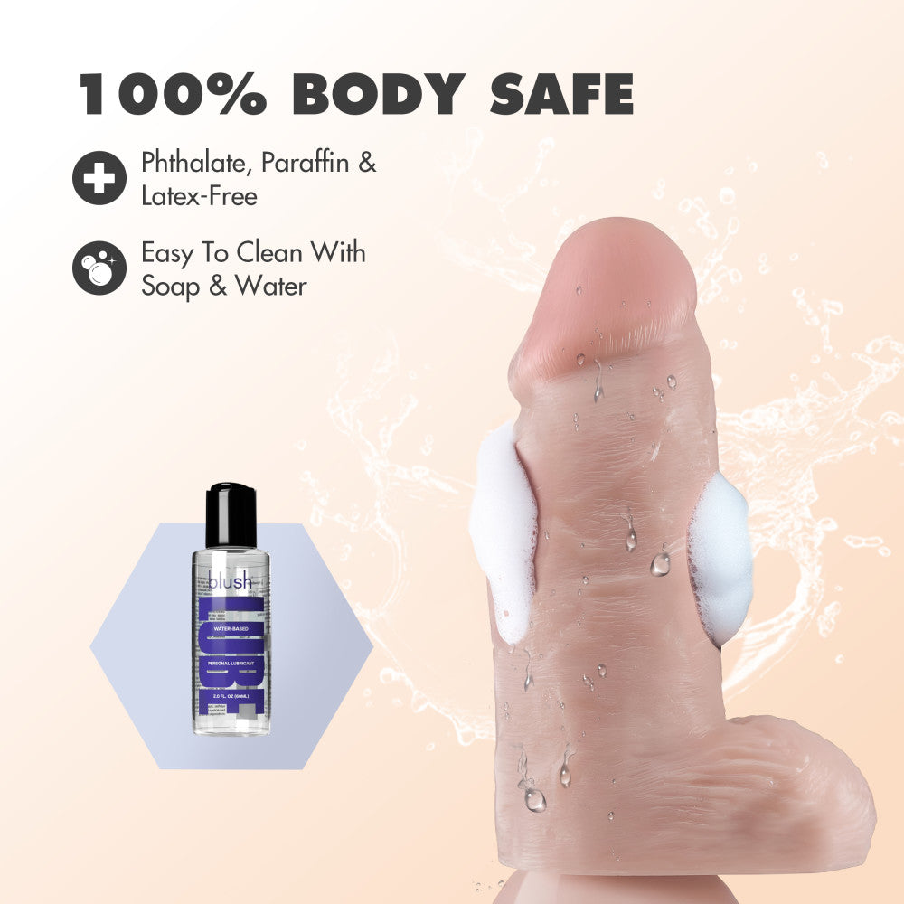 Dr. Skin By Blush® | Dr. Chubbs Realistic Vanilla 9.75-Inch Long Dildo With Balls & Suction Cup Base、mySite、bottomscart