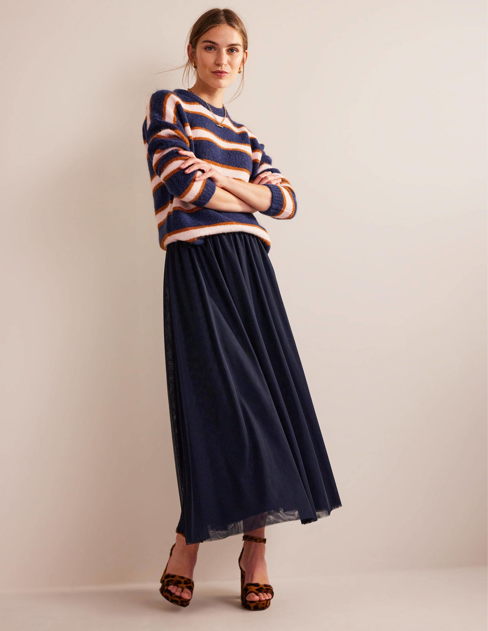  Tulle Full Midi Skirt-Navy、mySite、ashleygrahame
