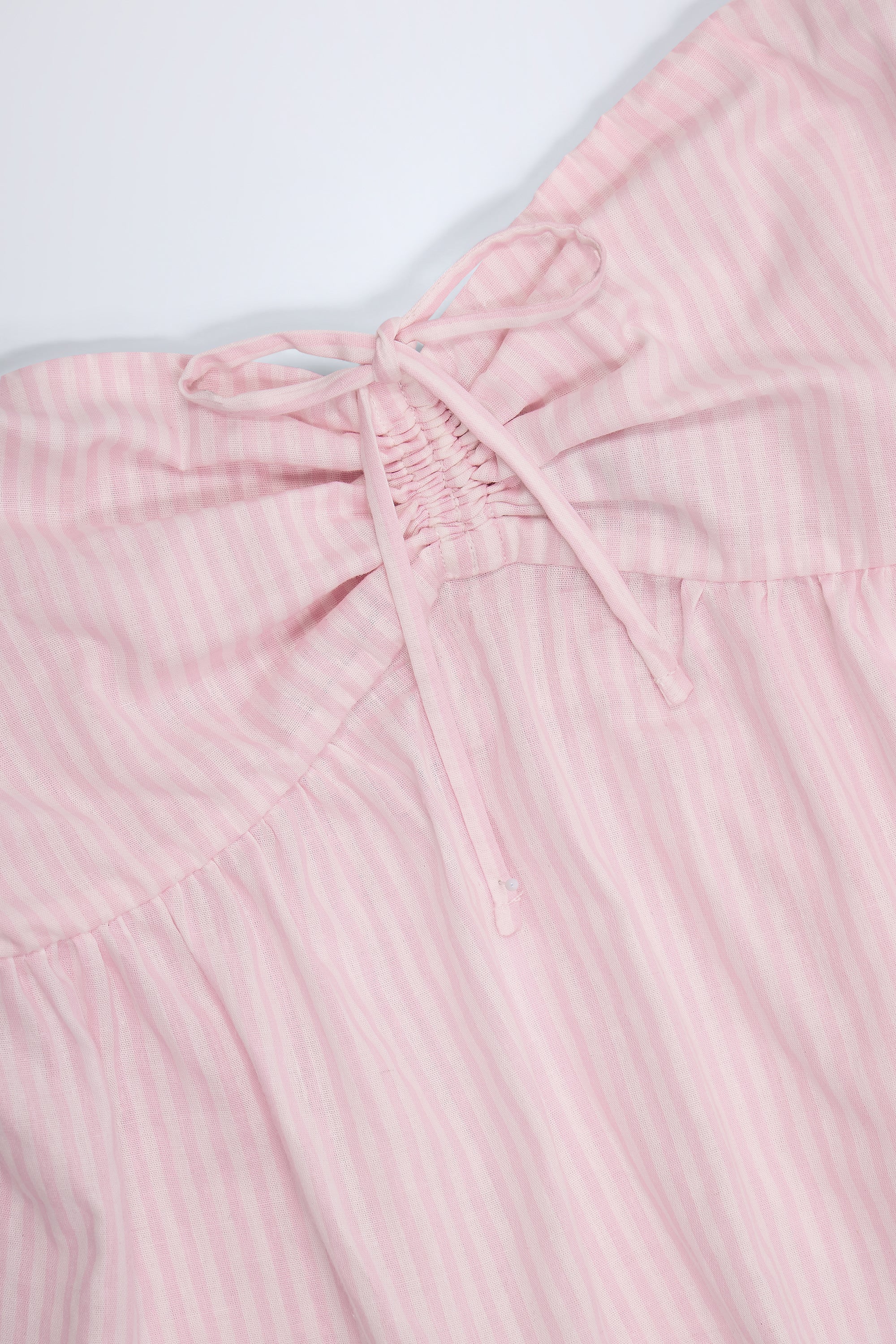  Tie-Front Bandeau Crop Top in Pink & White Stripe、mySite、sugarbowlscore
