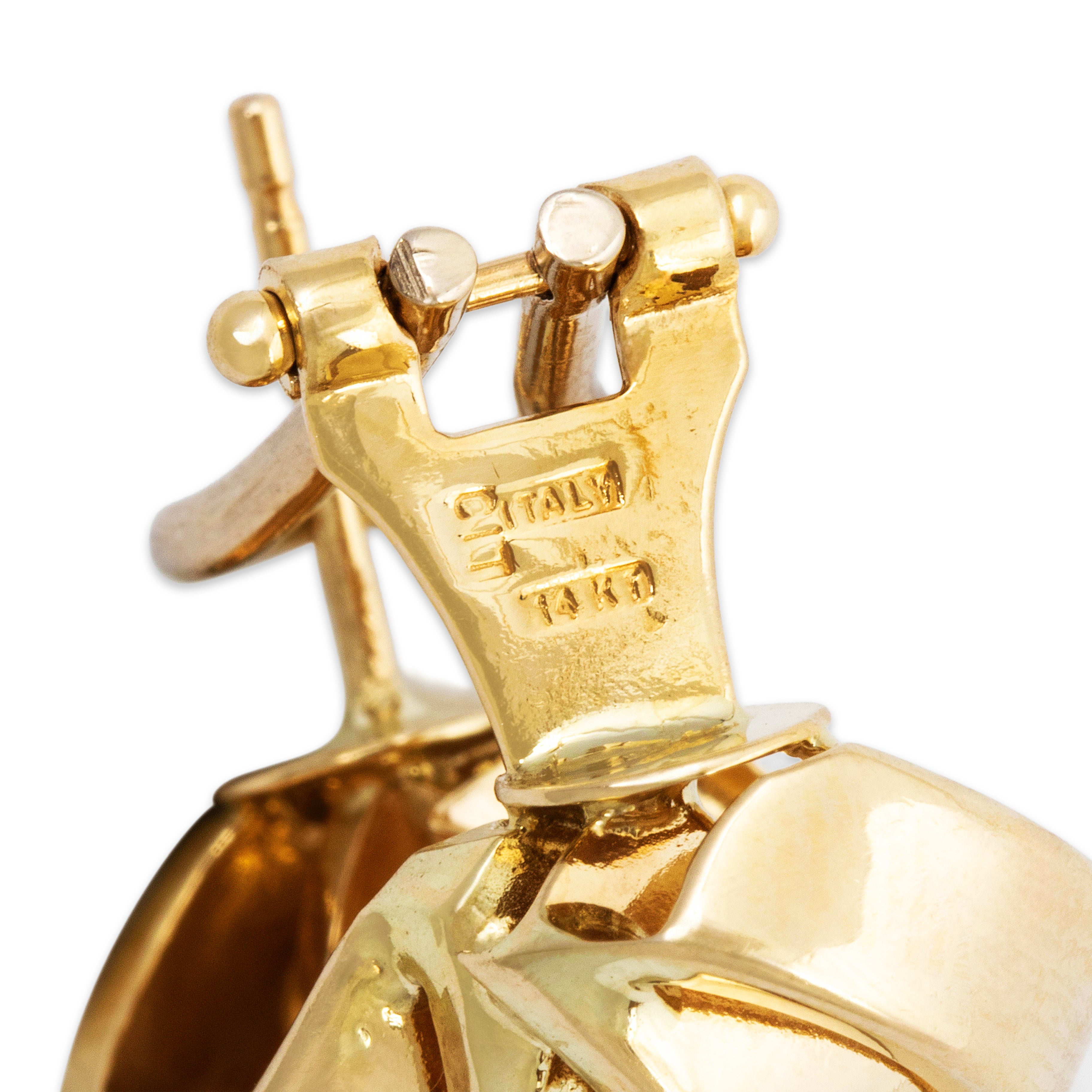 Vintage Italian 14k Yellow Gold Statement Twists Omega Back Earrings、mySite、hinf8tx79