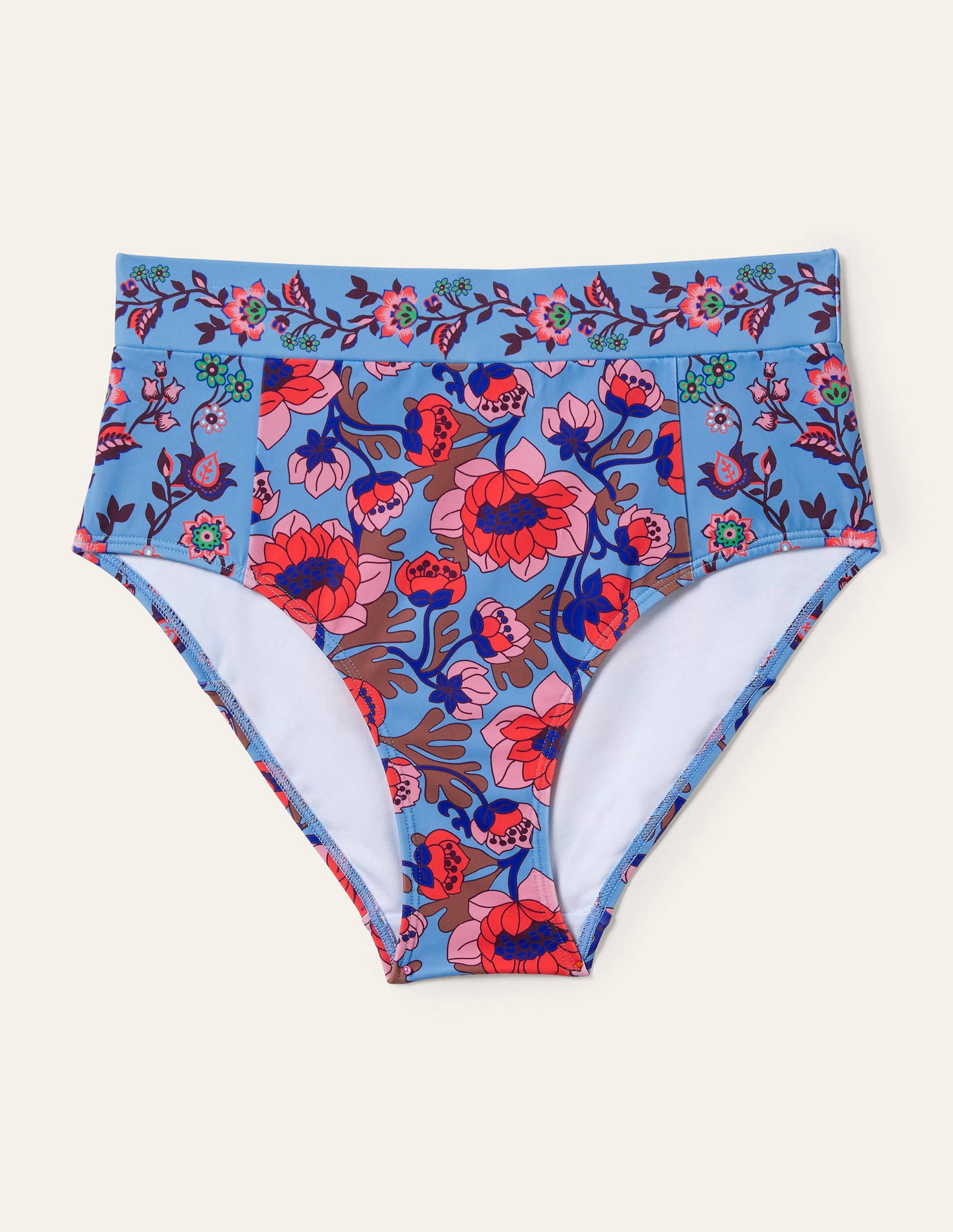  High Waisted Bikini Bottoms-Multi Horizon, Terrace Bud、mySite、ashleygrahame