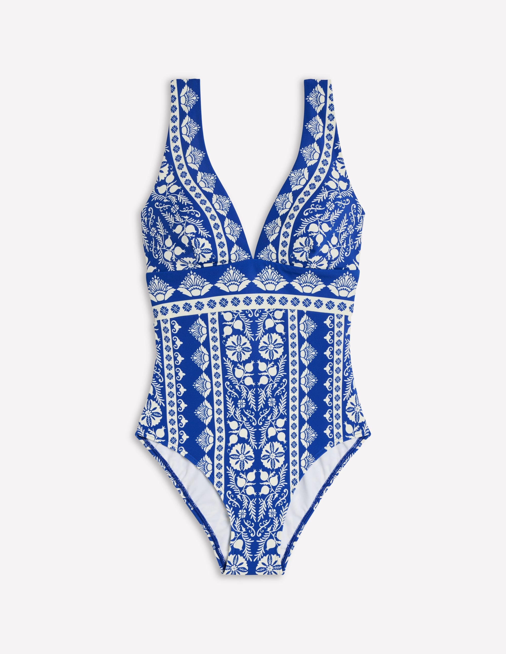  Porto V-Neck Swimsuit-Bright Blue, Ornate Stripe、mySite、ashleygrahame