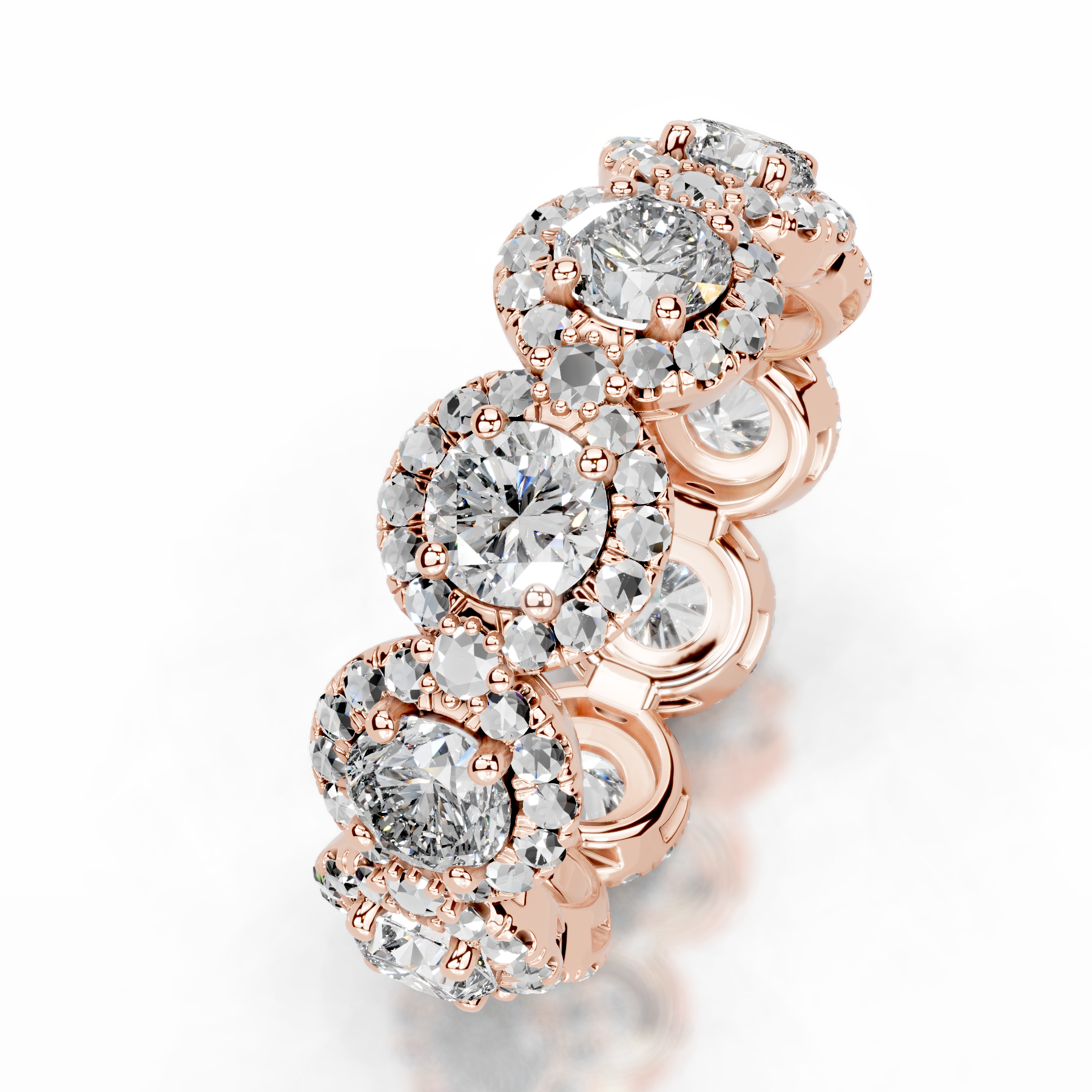 Londyn Diamond Halo Wedding Ring (3.20 Carat) -14K Rose Gold、mySite、hinf8tx79