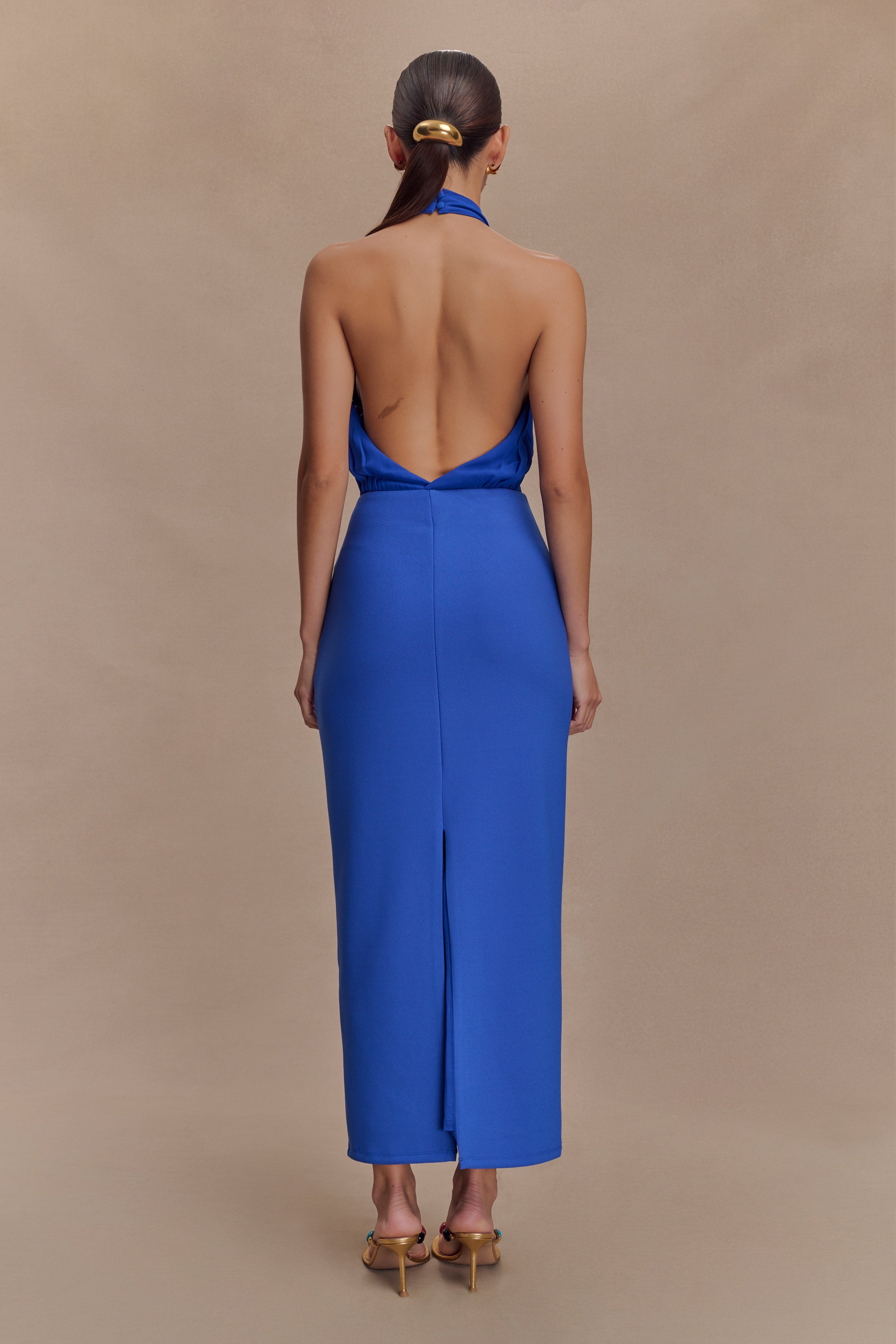 Mierah Halter Midi Dress - Cobalt Blue、mySite、solidvoid