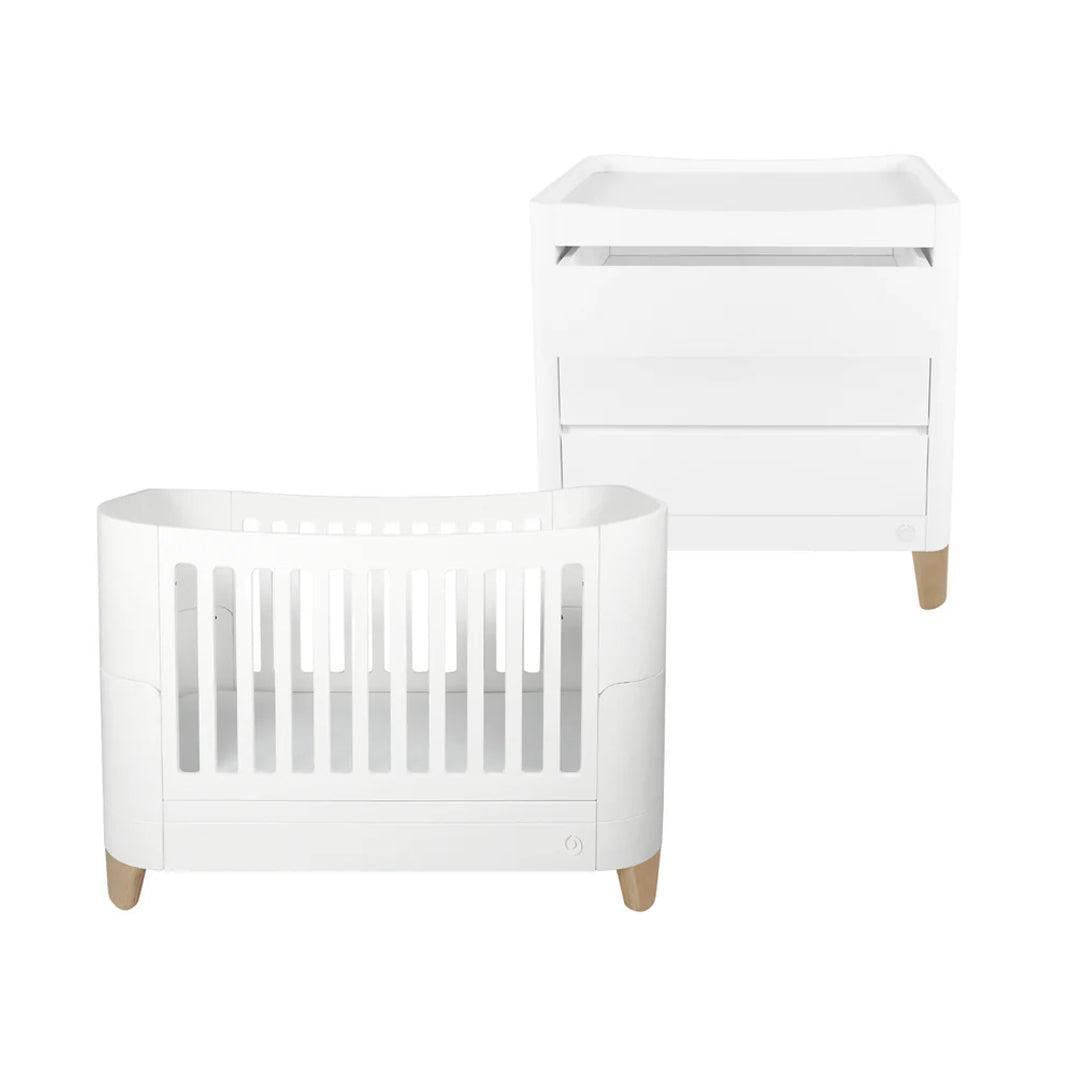  Gaia Baby Serena Cot Bed & Dresser Set - White/Natural、mySite、merchandisen