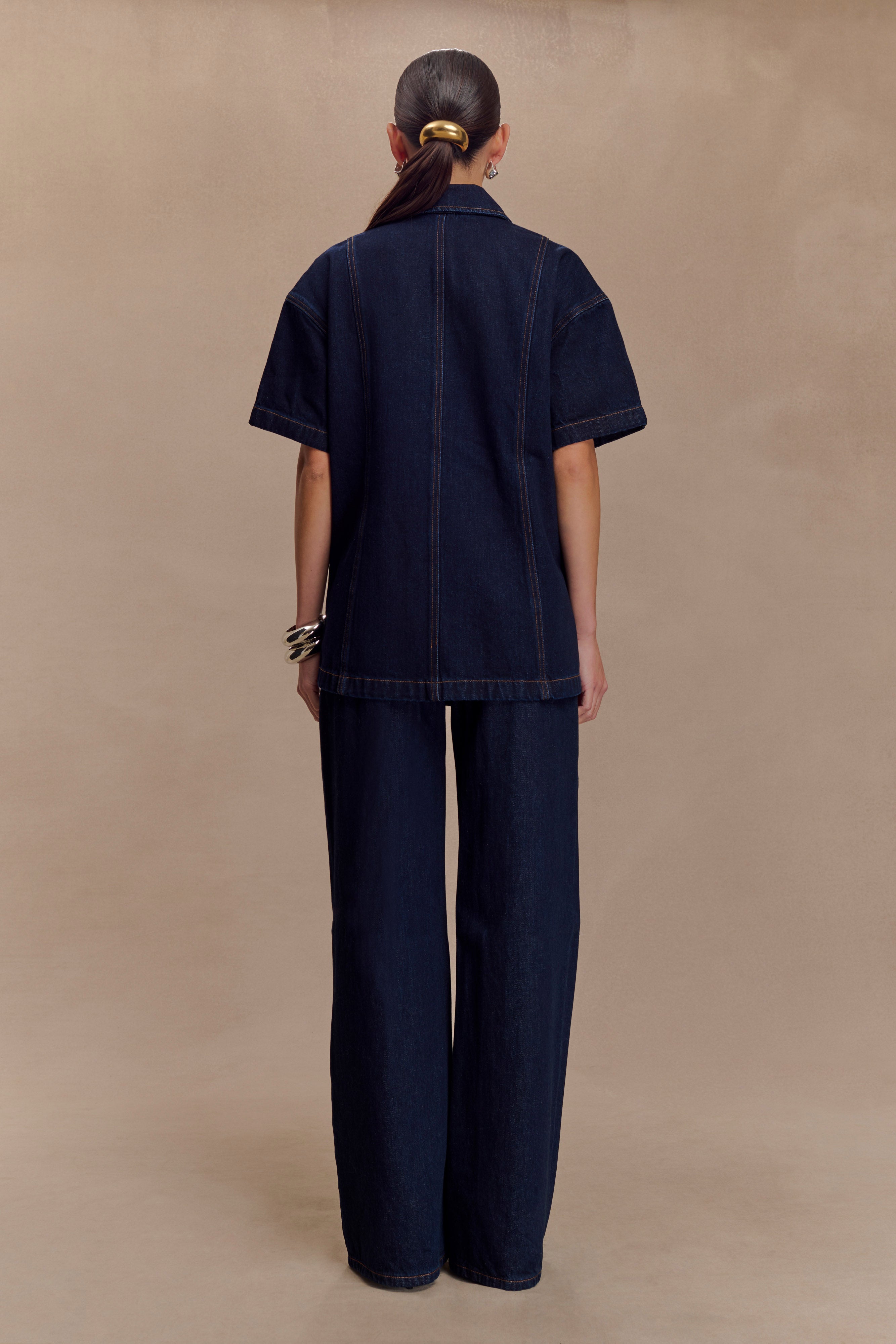 Maya Oversized Denim Shirt - Indigo Blue、mySite、solidvoid