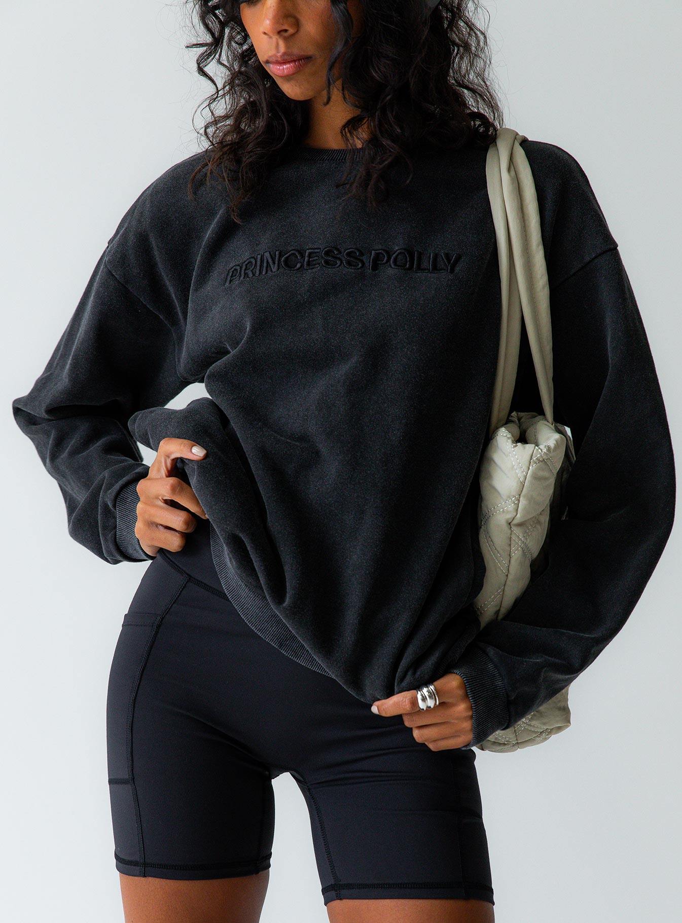 Fearlessness Activewear Crew Neck Sweatshirt Black、mySite、solidvoid