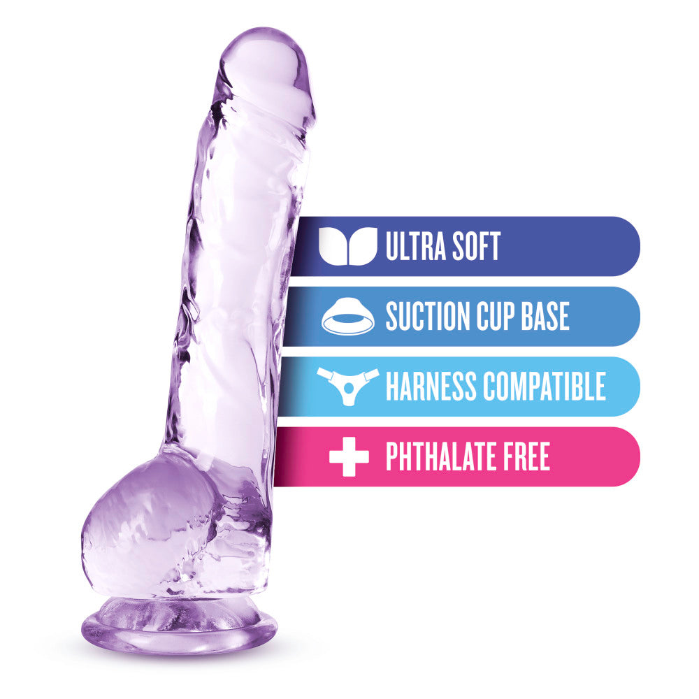 Naturally Yours By Blush® | Realistic Amethyst 8-Inch Long Dildo With Balls & Suction Cup Base、mySite、bottomscart