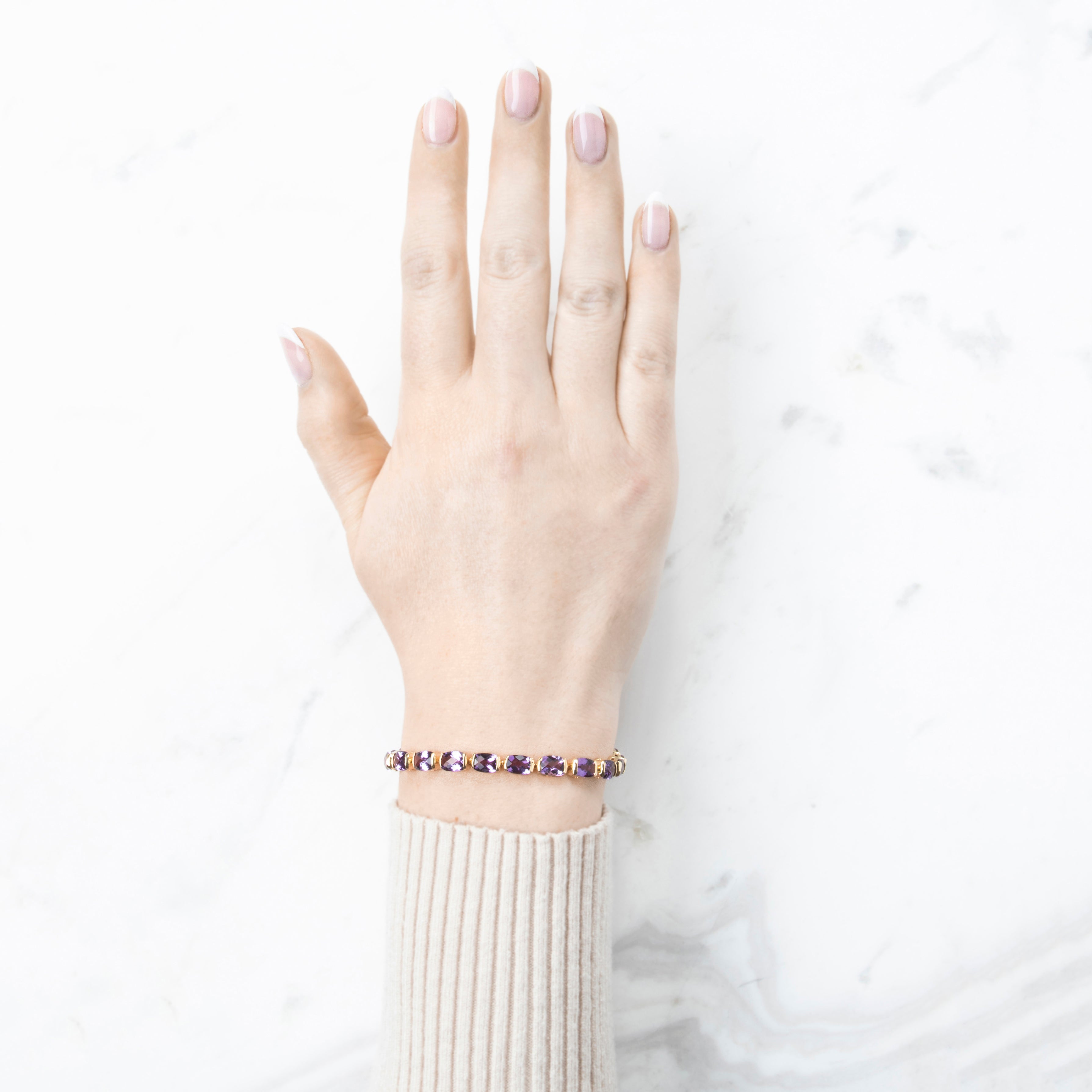 Vintage 14k Yellow Gold 14.3cttw Amethyst Checkerboard Tennis Bracelet 7、mySite、hinf8tx79