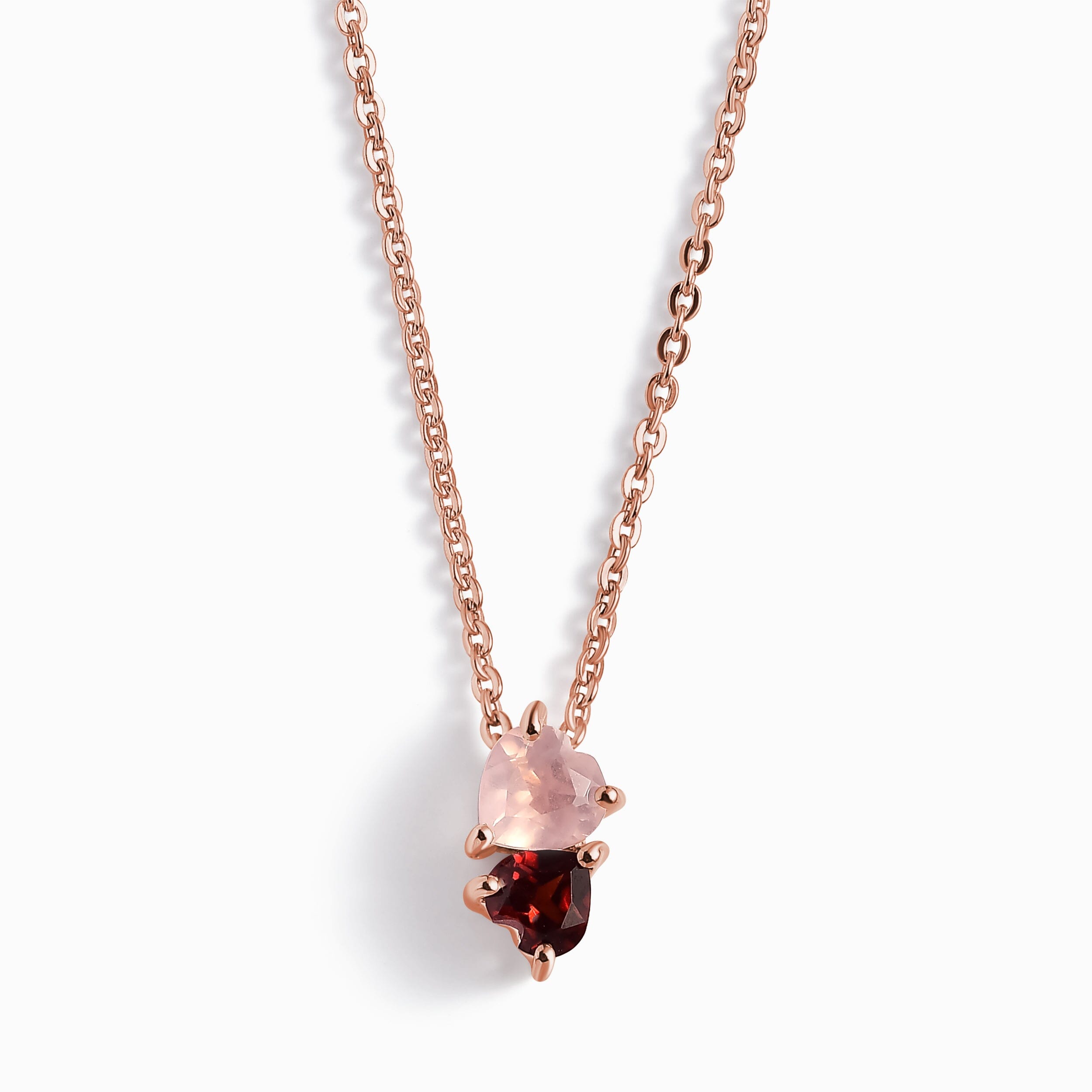 Rose Quartz & Garnet Necklace - Toi Et Moi Necklace (Hearts)、mySite、hinf8tx79