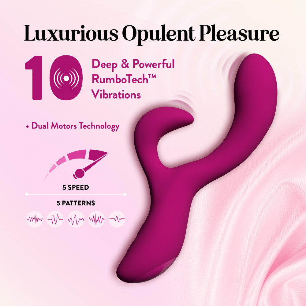 Blush Collection | Quinn 9 Inch Clitoral G-Spot Dual Stimulation Silicone Rabbit Vibrator With Auto Warming – Burgundy、mySite、bottomscart