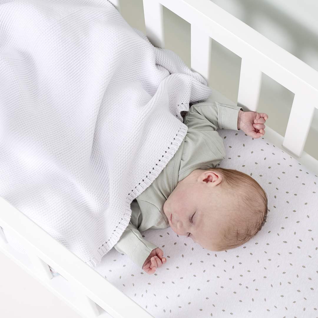  The Little Green Sheep Organic Knitted Cellular Baby Blanket - White、mySite、merchandisen