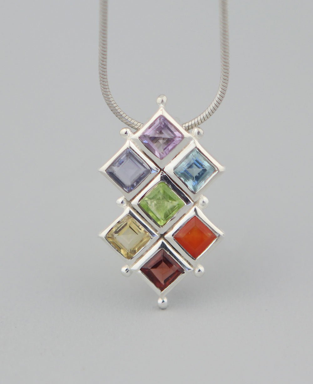 Sterling Silver Chakra Grid Gemstone Pendant、mySite、topwebapps
