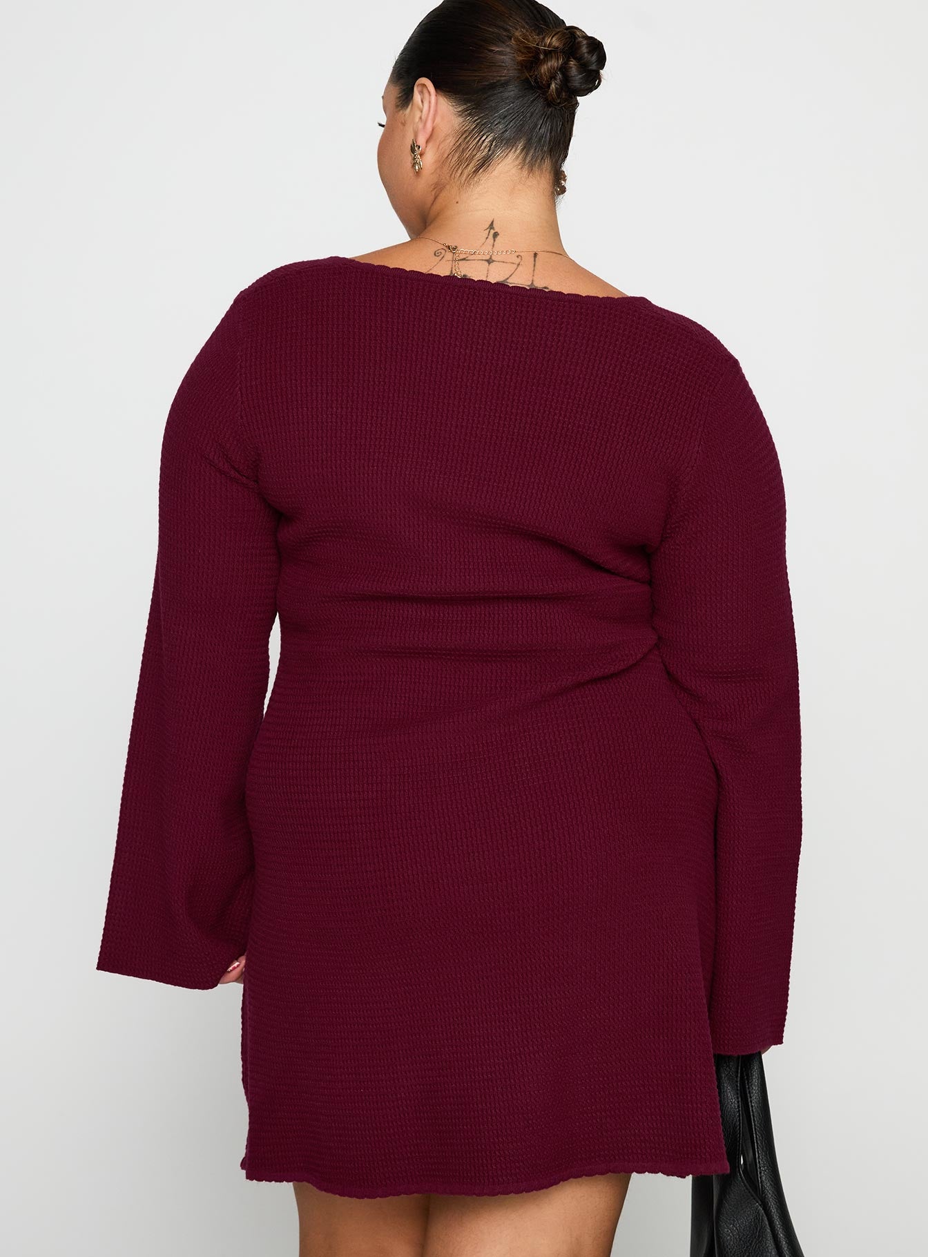 Sandyra Knit Mini Dress Maroon Curve、mySite、solidvoid
