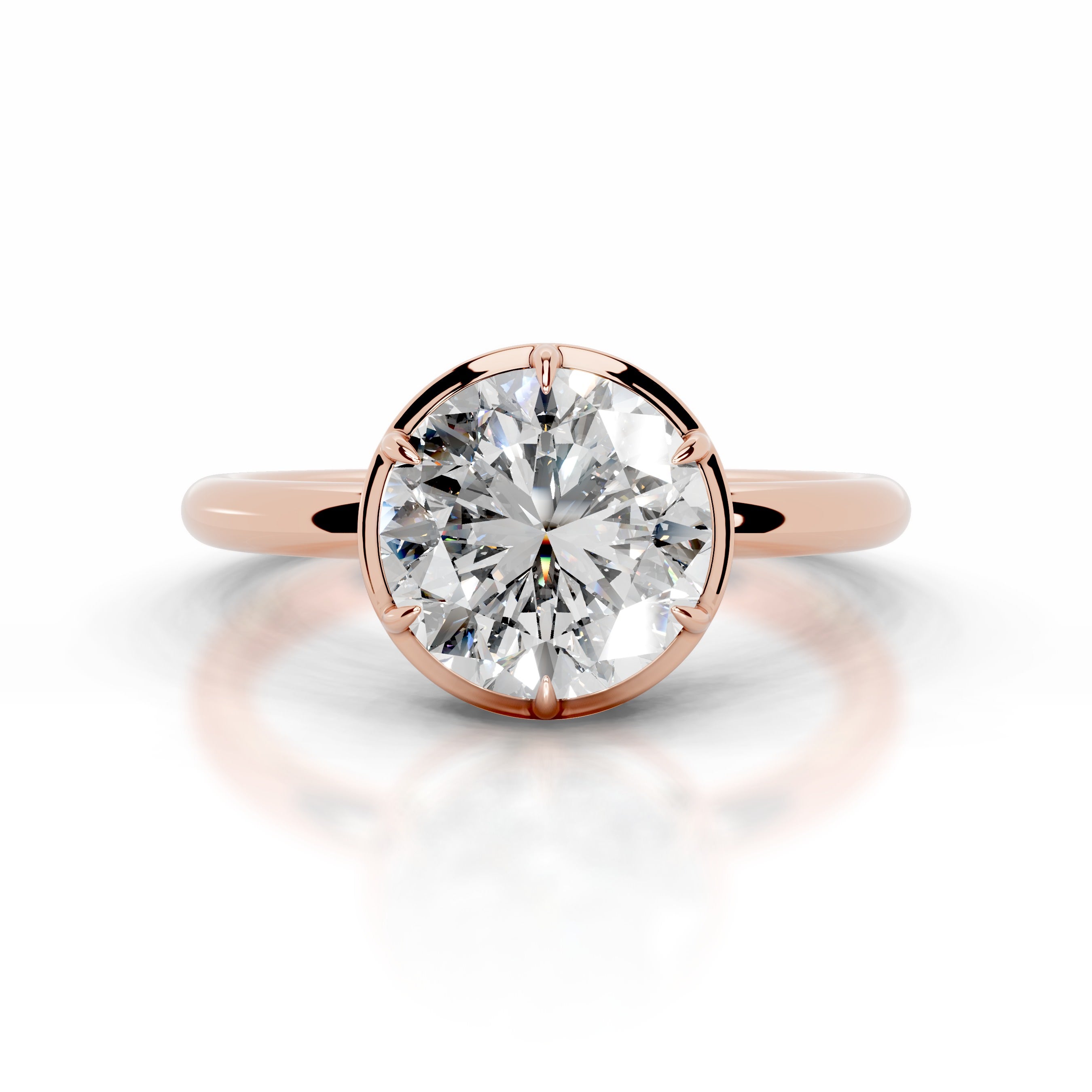 Narcisa Round Diamond Engagement Ring - 14K Rose Gold、mySite、hinf8tx79
