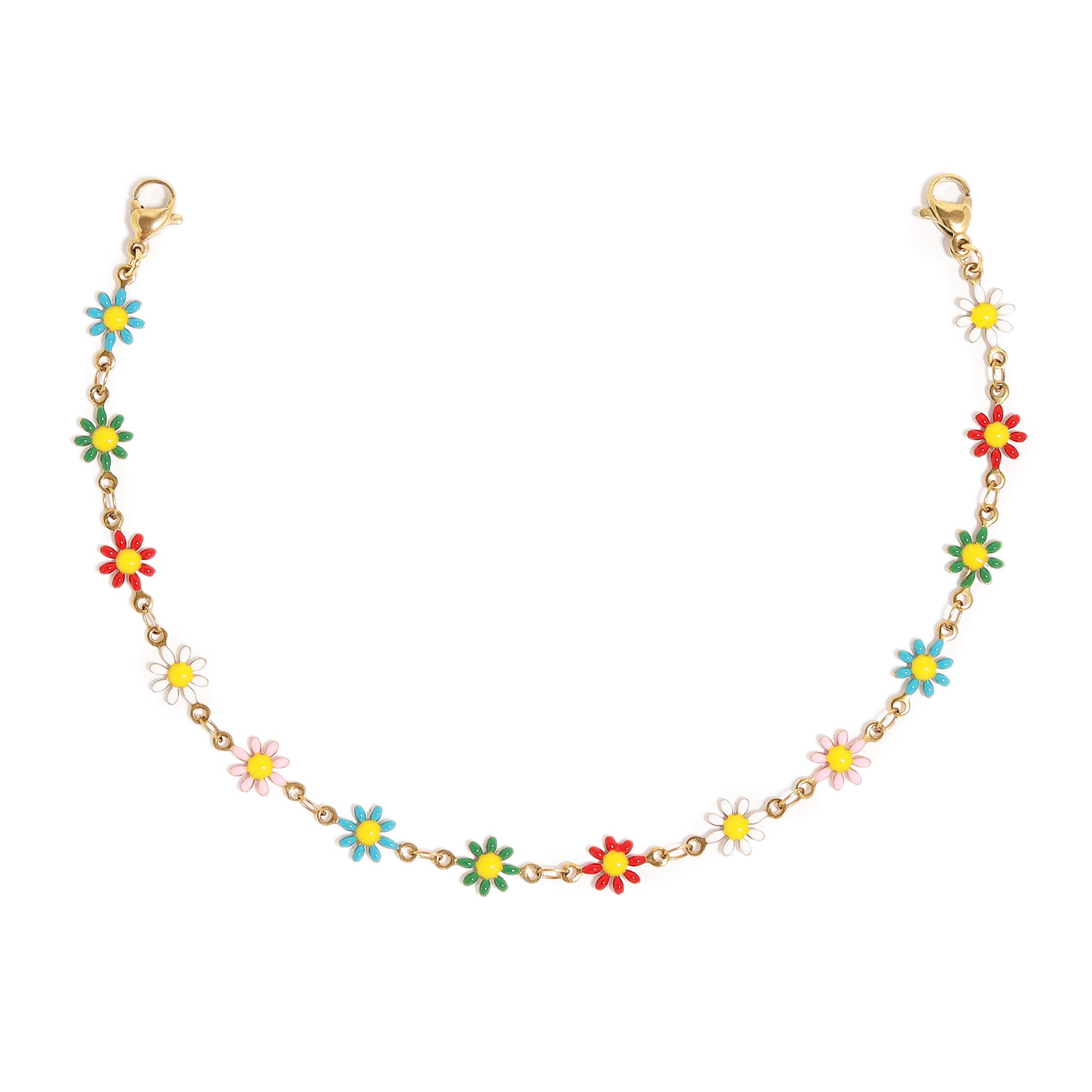 18K Gold PVD Stainless Steel Multi-Colored Daisy Trucker Hat Chain / CHN0037、mySite、dreamappss