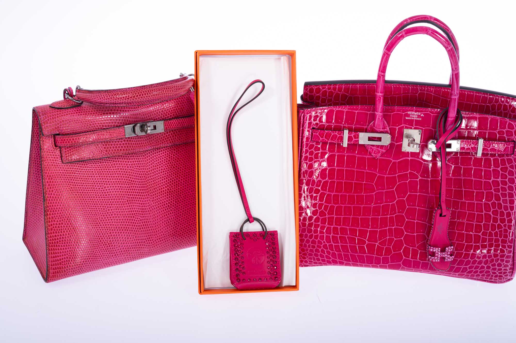 Hermès Milo Lambskin Swift Shopping Bag Charm Rose Mexico Custom Swarovski、mySite、garminoutage.com