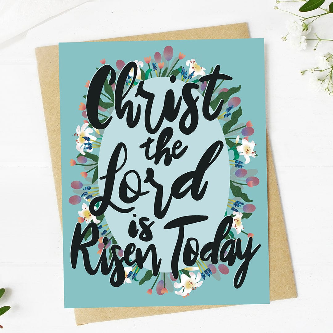  Christ the Lord is Risen today Text Floral Easter Faith Card、mySite、ghnorth