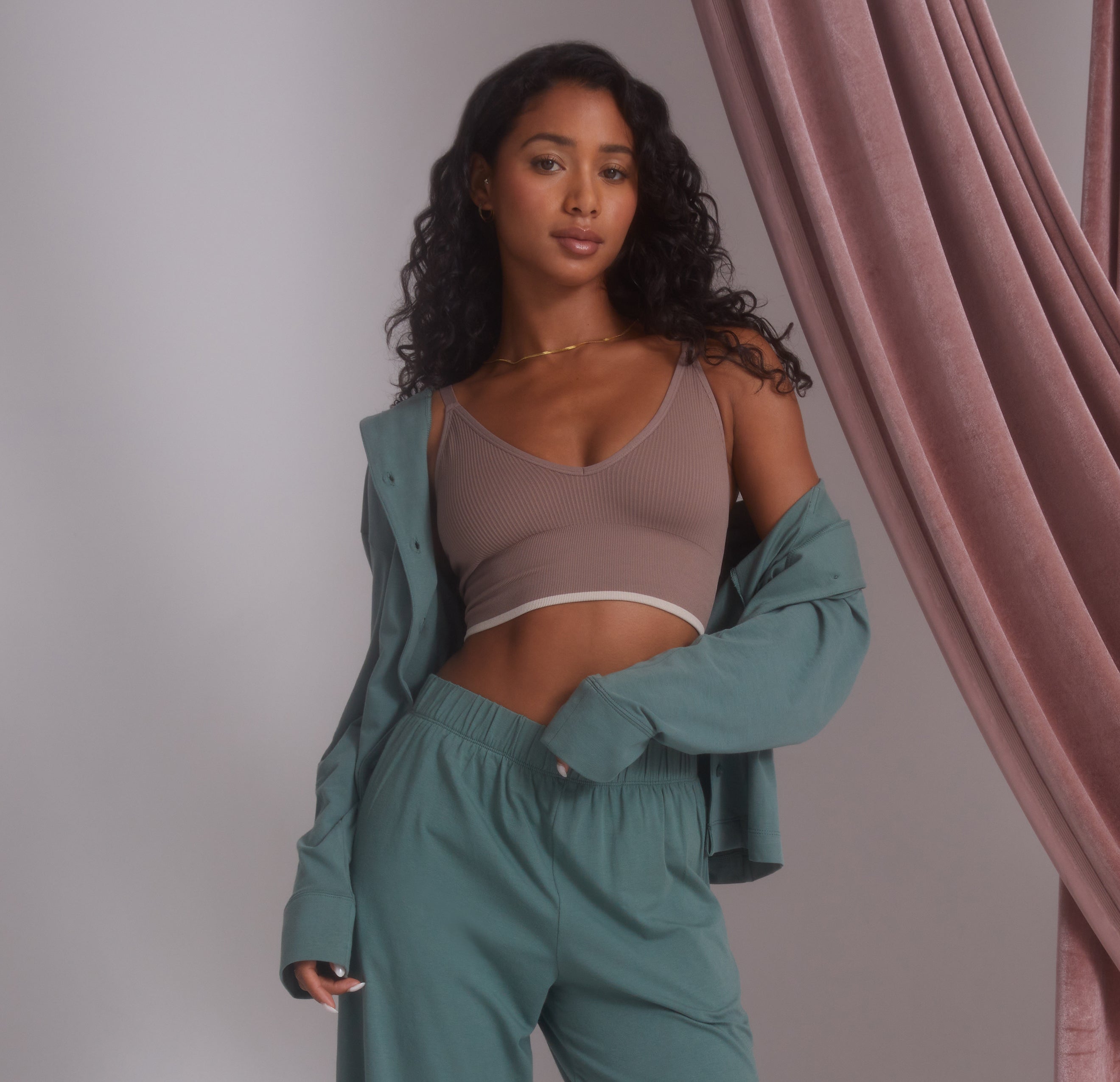 Perfect Pima Long Sleeve PJ Shirt - Rainforest、mySite、bengalsvssteelers