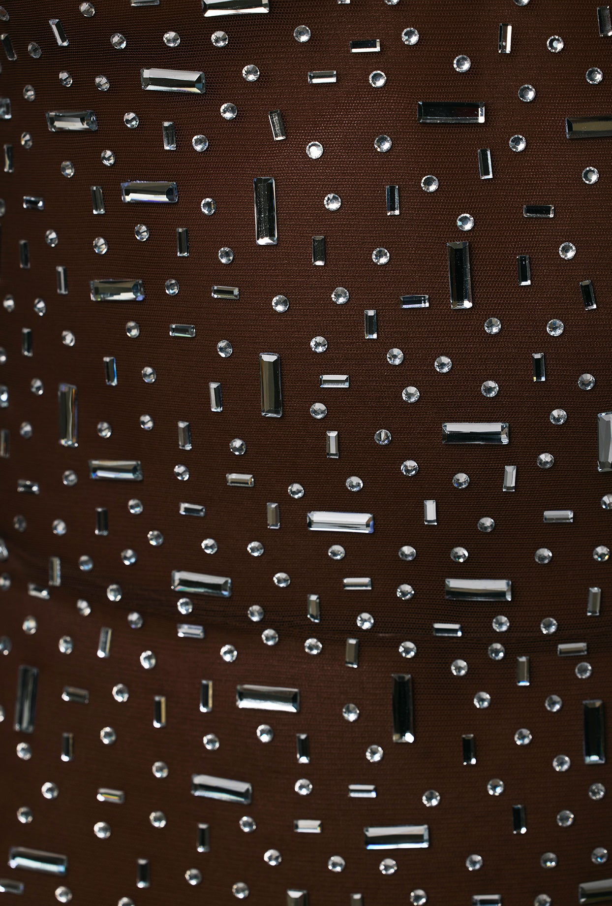 Sheer Embellished High Neck Evening Gown in Deep Cocoa、mySite、solidvoid