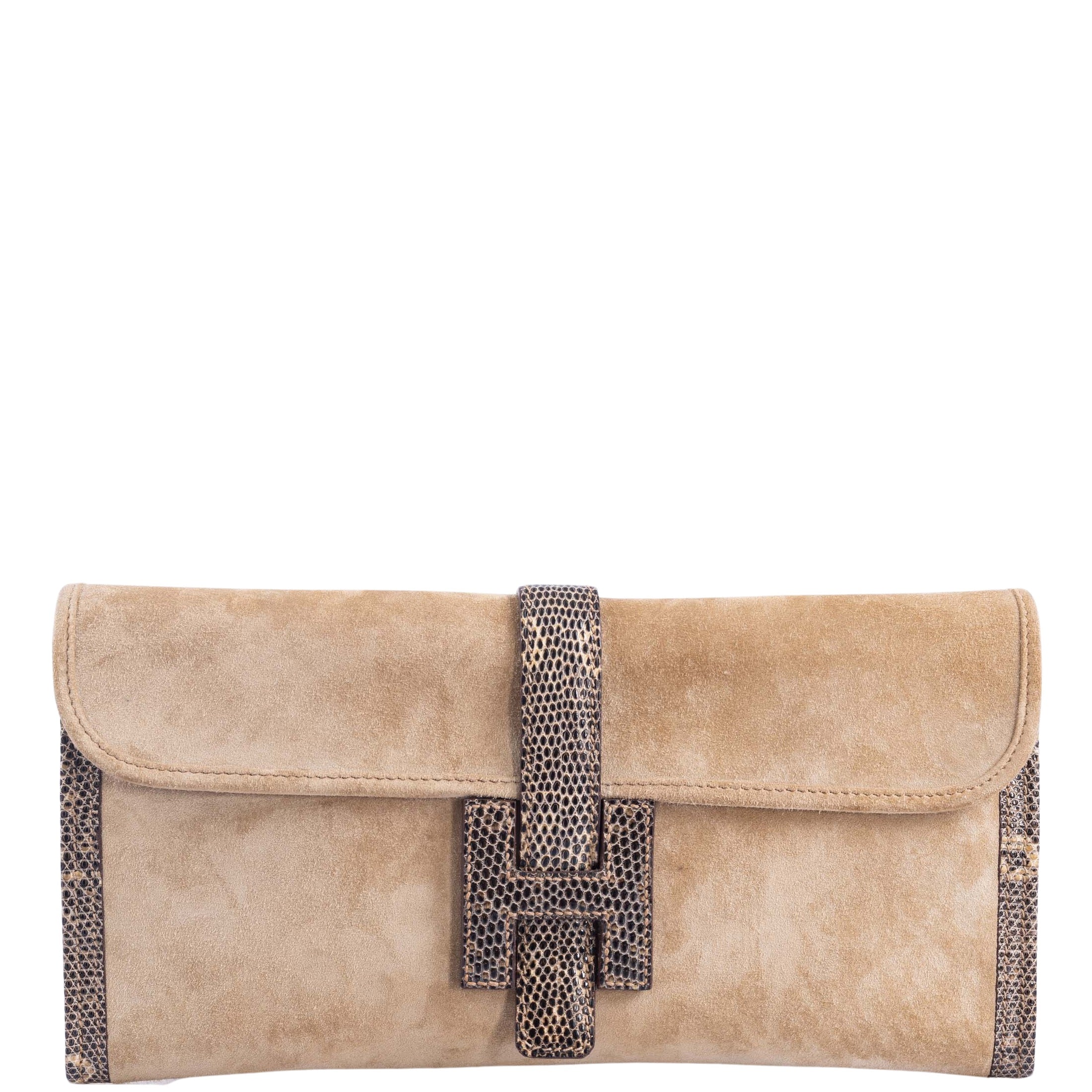 Hermès Jige Elan Clutch Sable Doblis Suede and Ombré Lizard、mySite、garminoutage.com