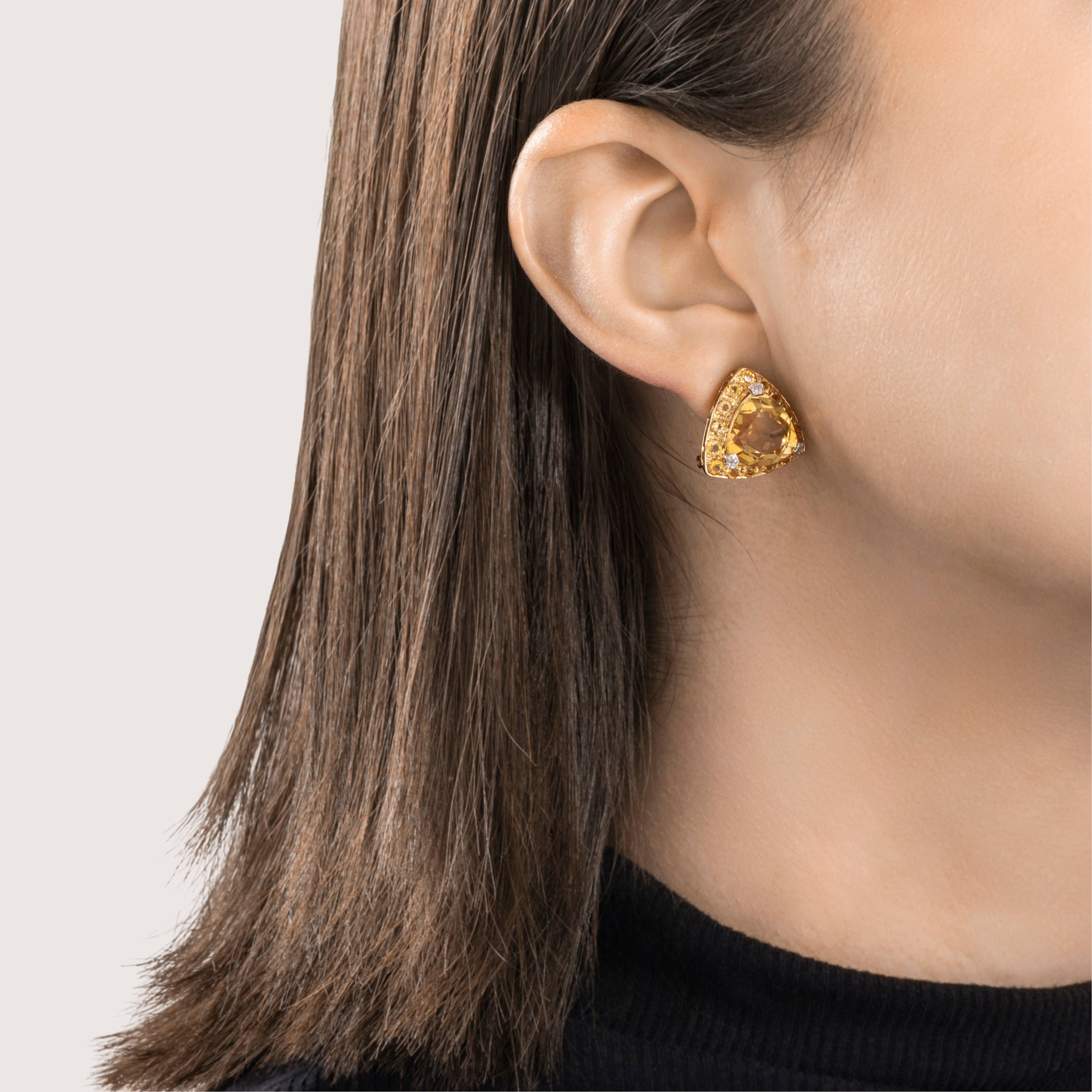 Vintage Large 14k Yellow Gold 9cttw Citrine Diamond Halo Earrings、mySite、hinf8tx79